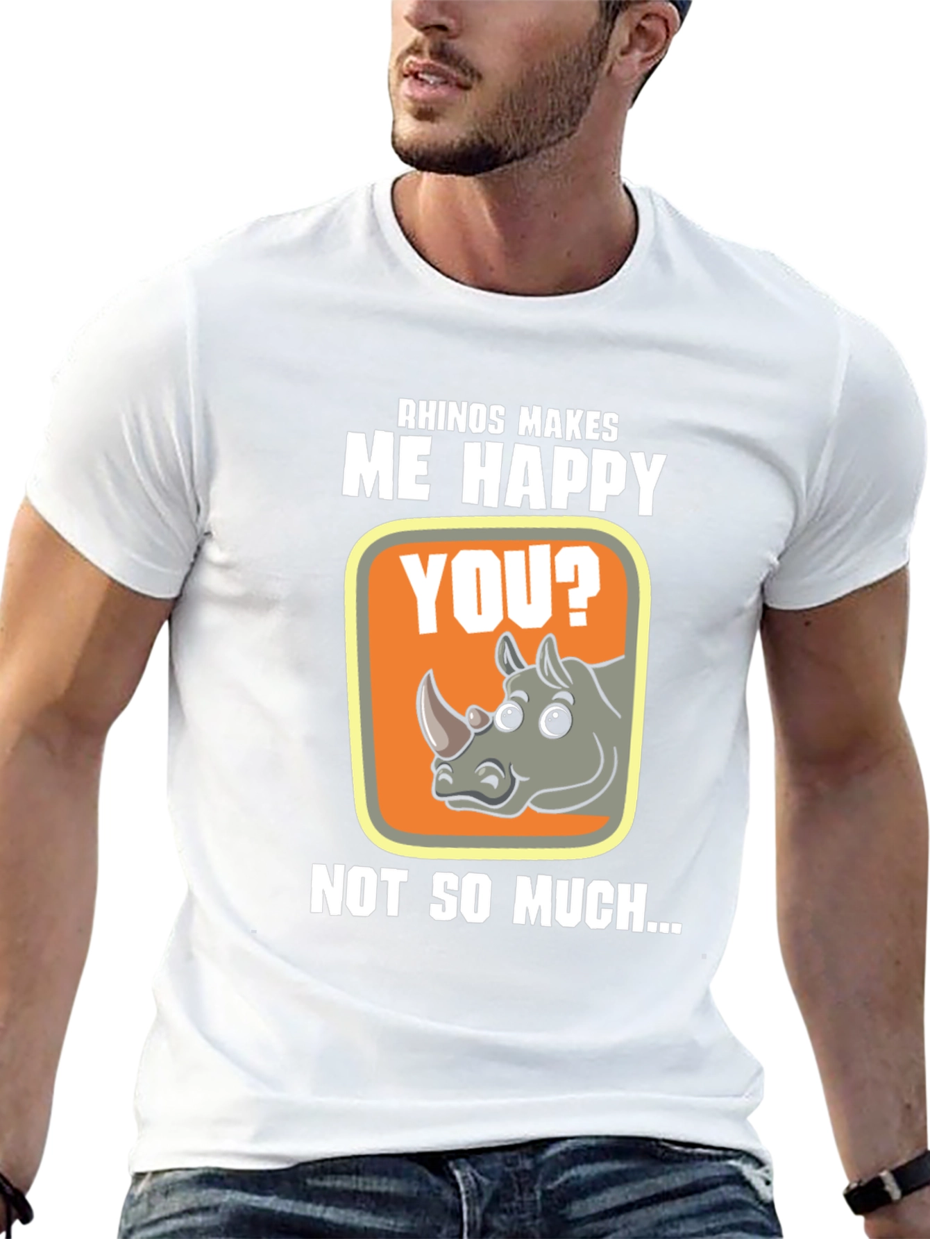 Rhino Makes Me Happy Graphic T-Shirt
