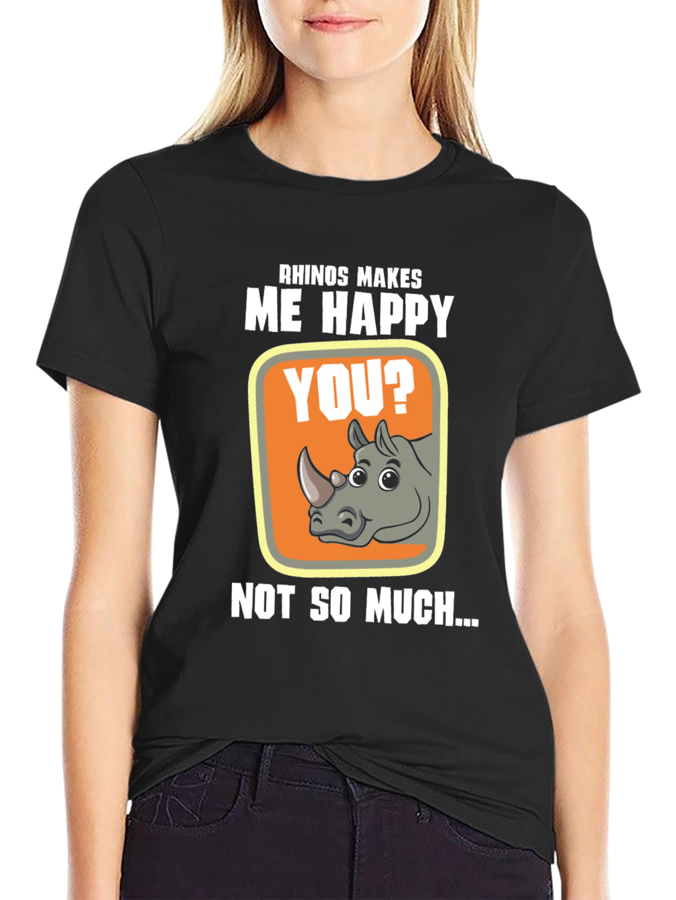Rhino Makes Me Happy Graphic T-Shirt