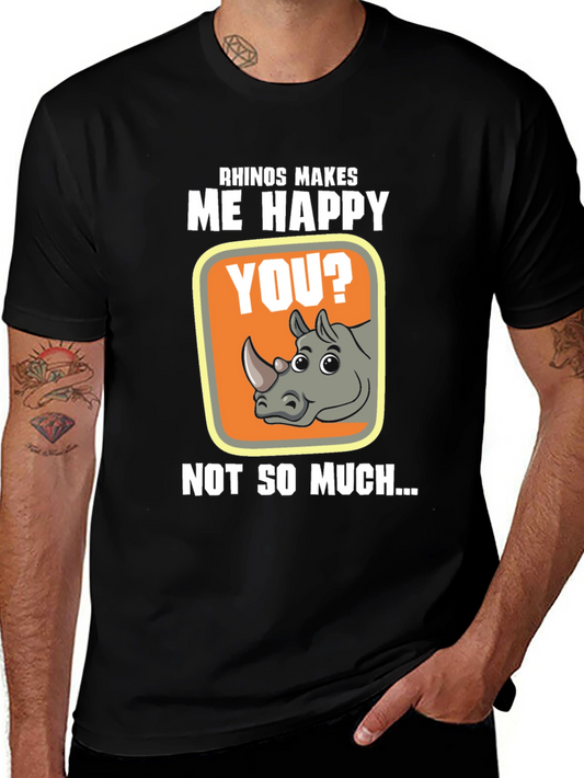 Rhino Makes Me Happy Graphic T-Shirt
