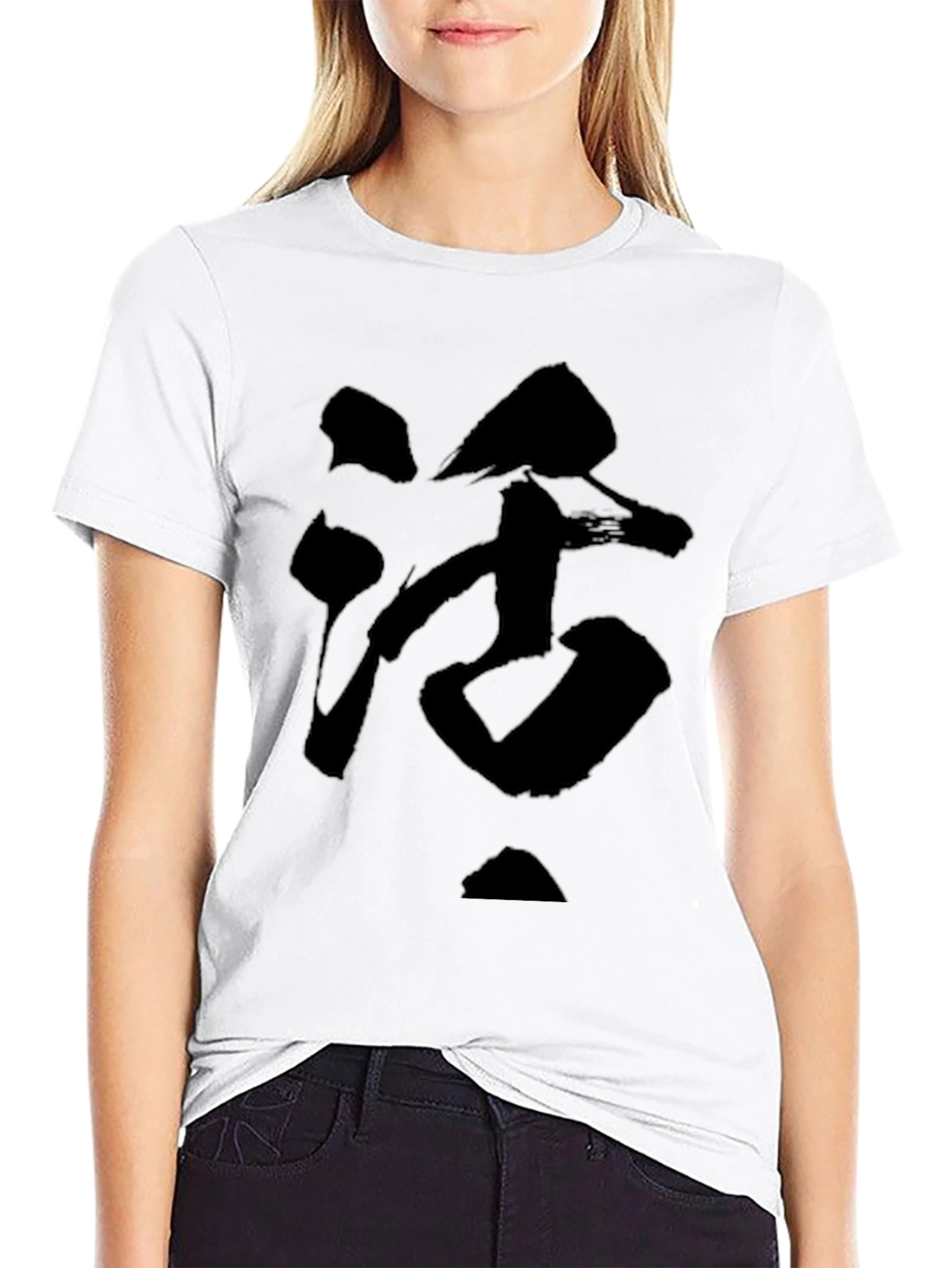 Black T-Shirt with Abstract Graphic Print
