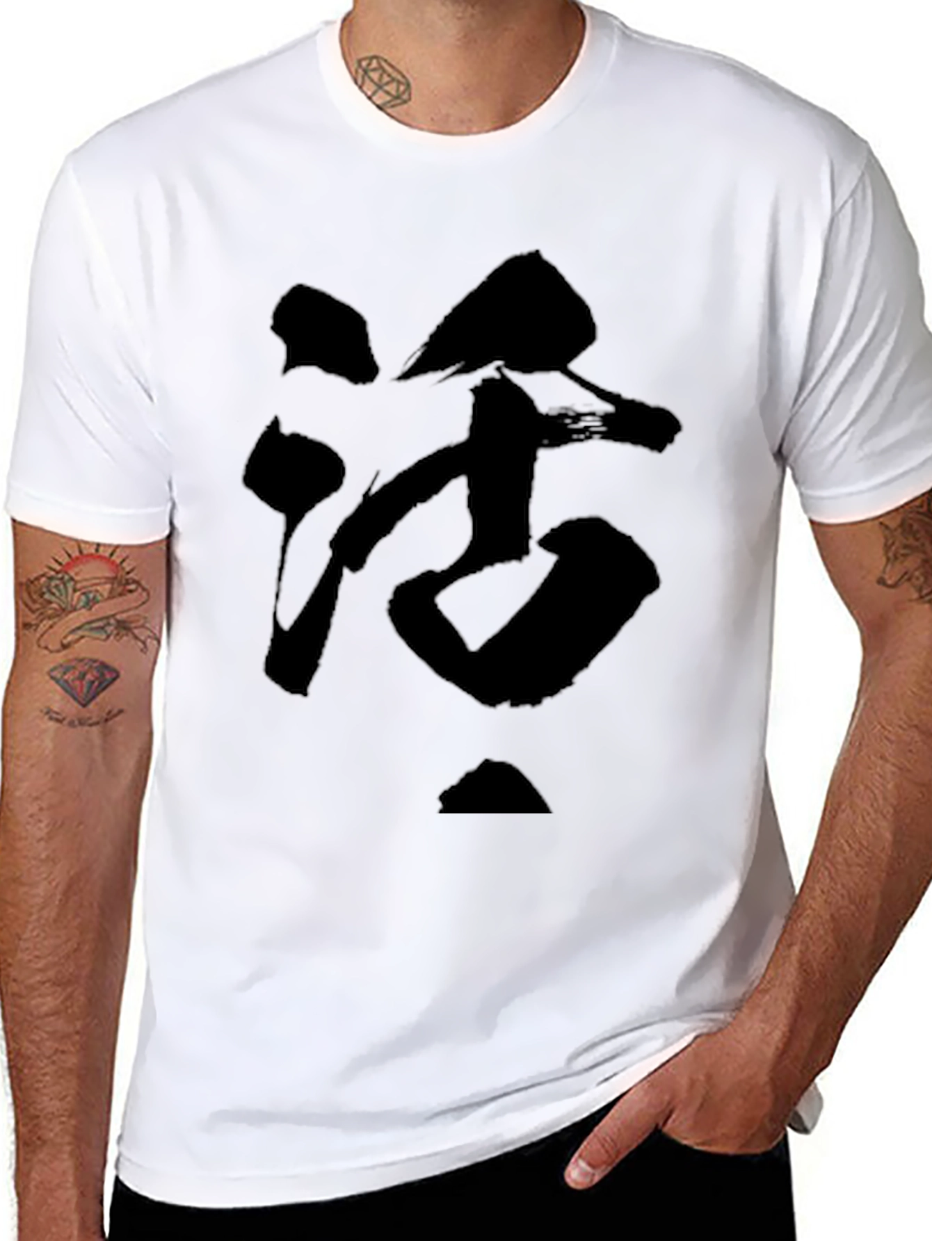 Black T-Shirt with Abstract Graphic Print