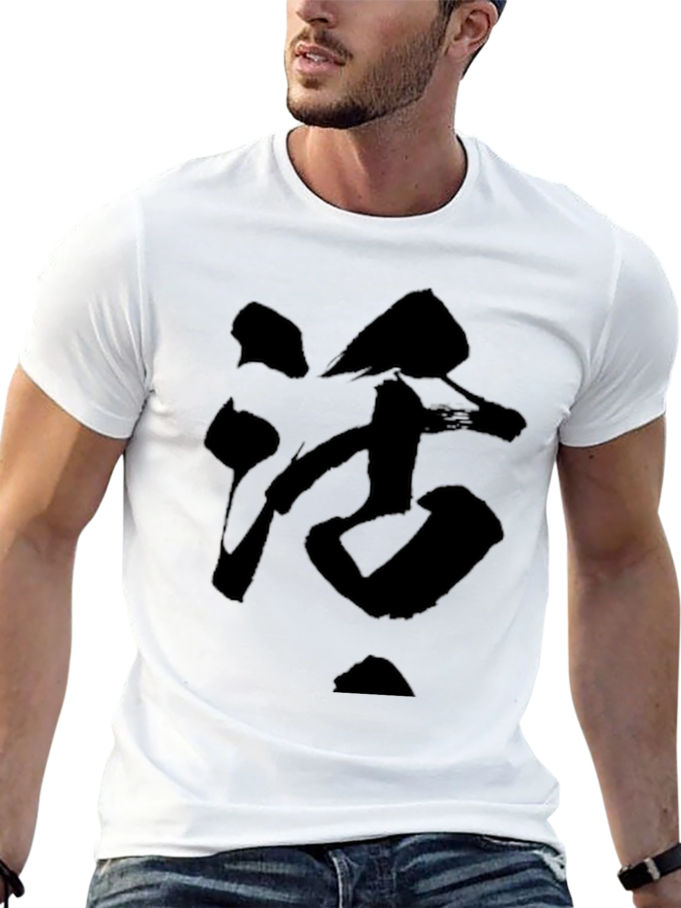Black T-Shirt with Abstract Graphic Print
