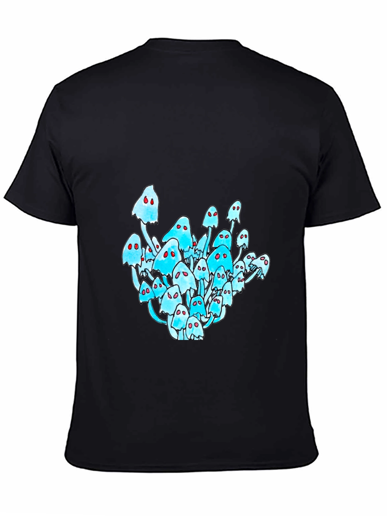 Black T-Shirt with Mushroom Ghost Graphic
