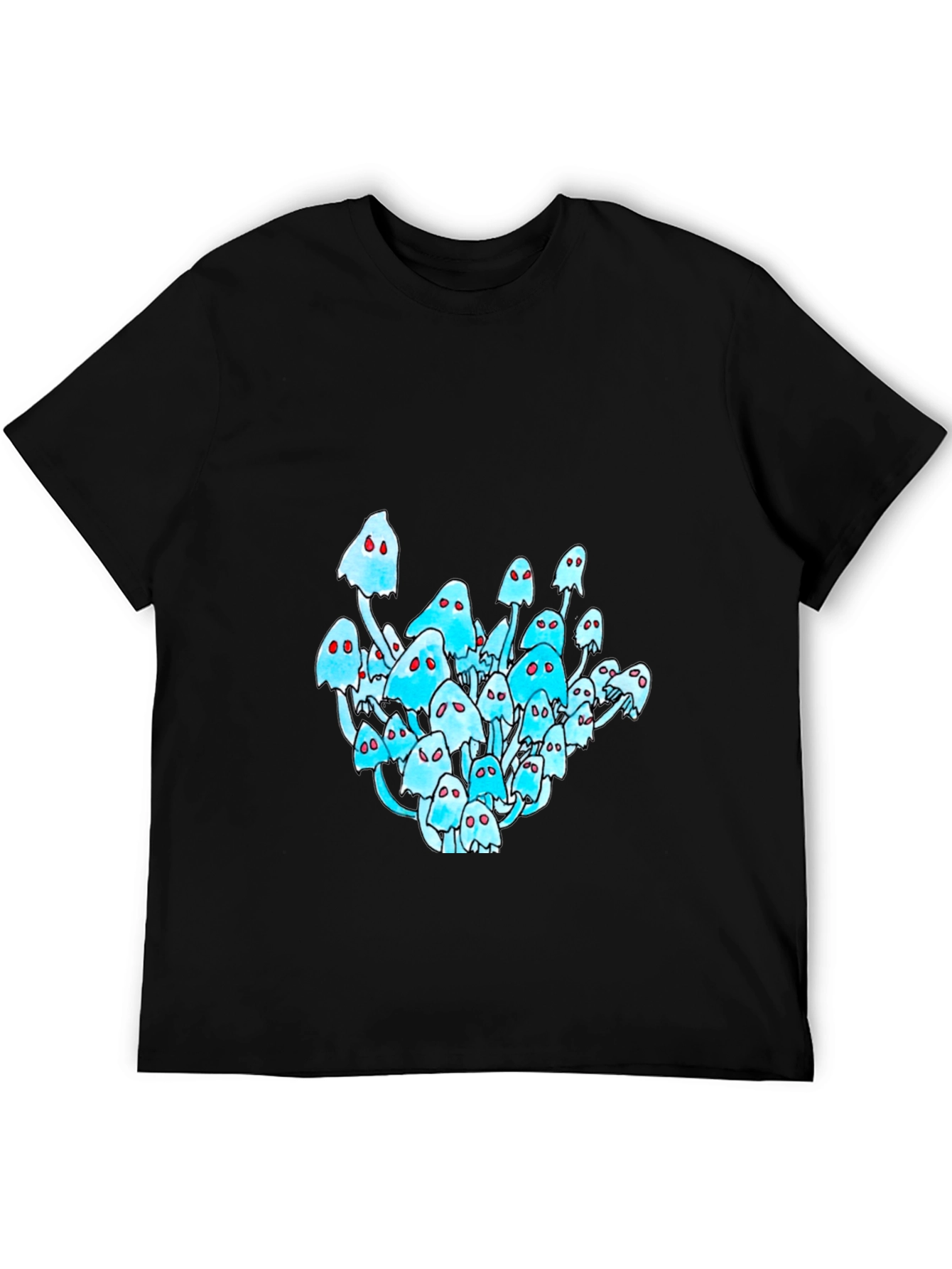 Black T-Shirt with Mushroom Ghost Graphic