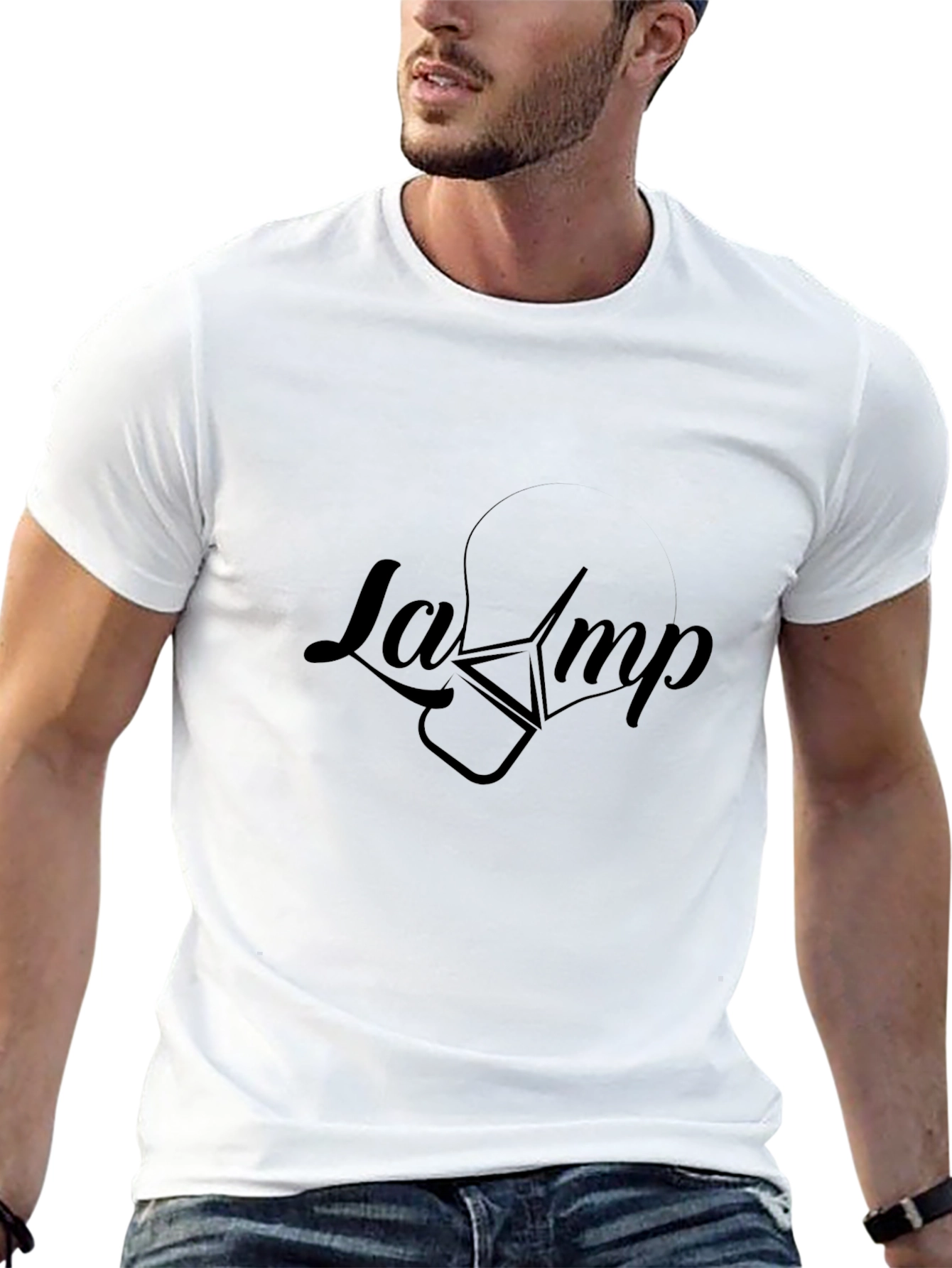 Modern Lamp Graphic Black T-Shirt