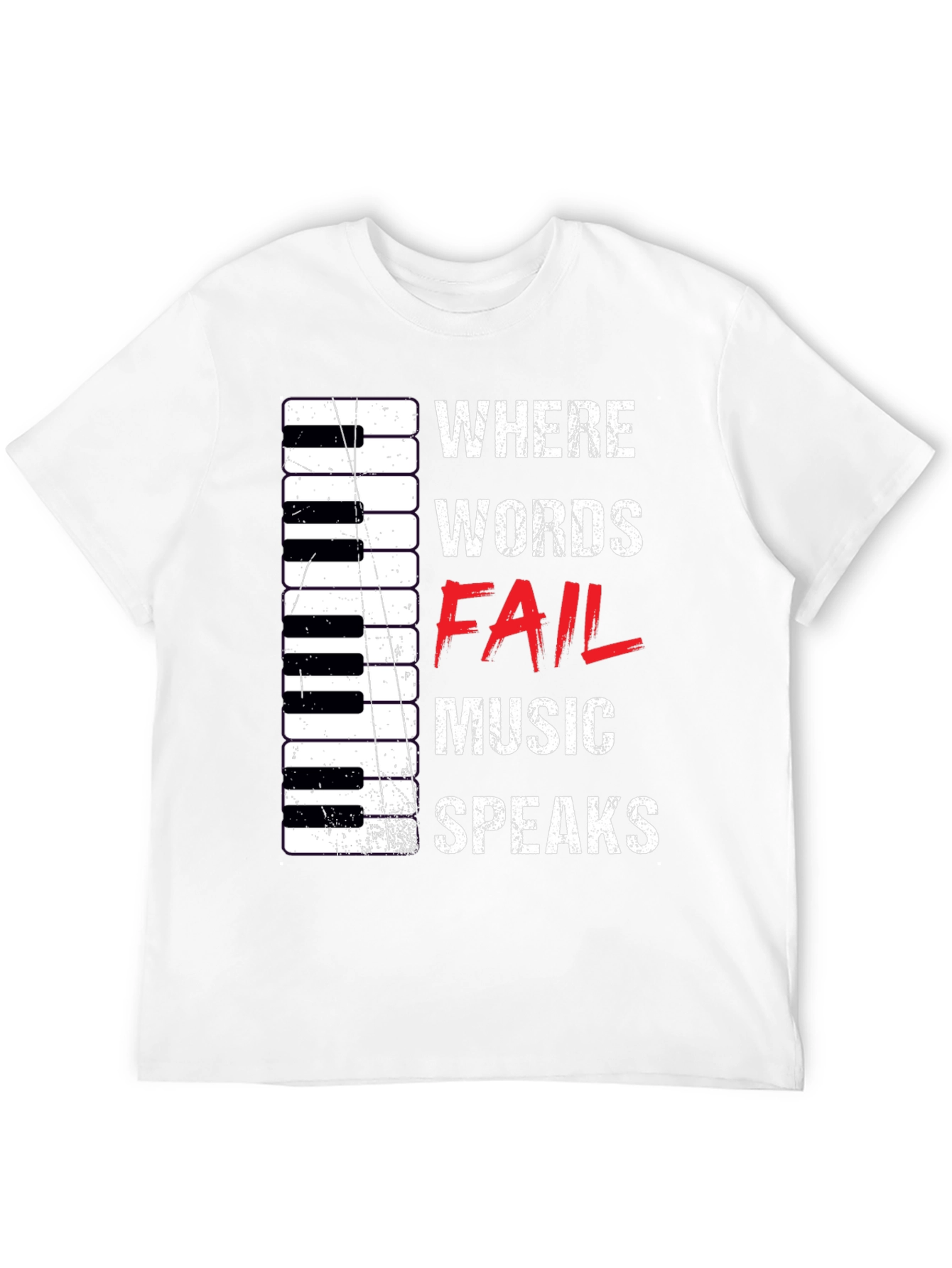 Music Speaks T-Shirt - Piano Keys & Inspirational Design