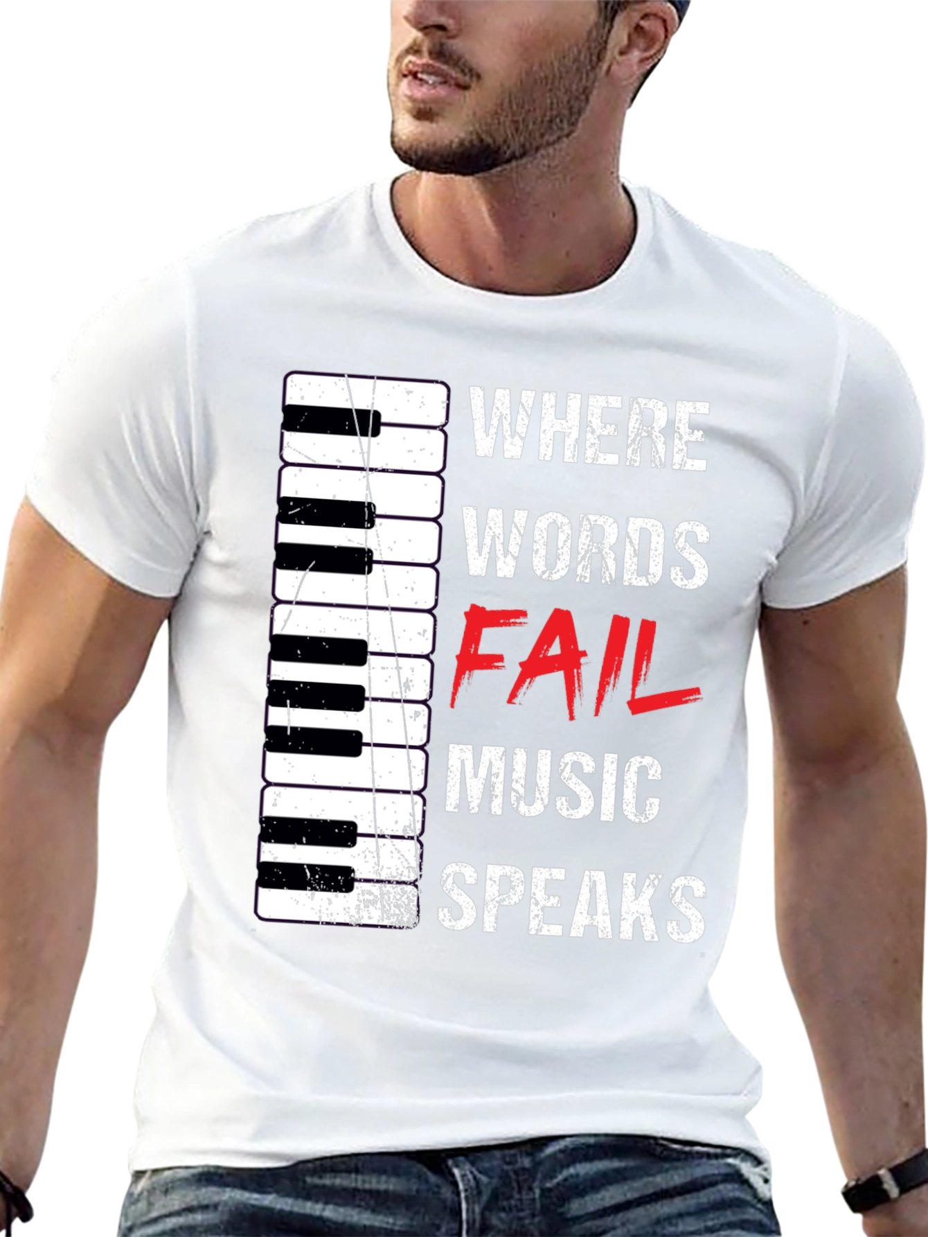 Music Speaks T-Shirt - Piano Keys & Inspirational Design