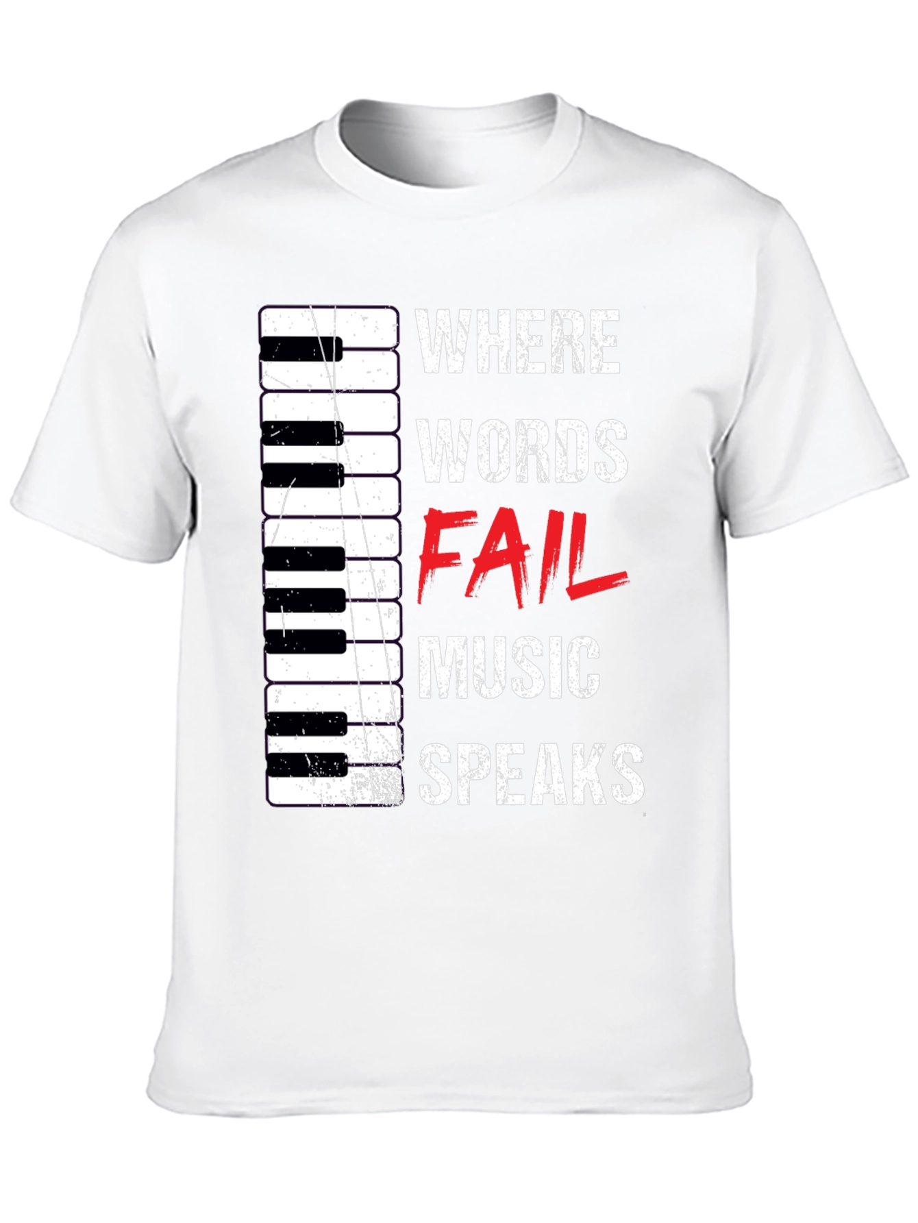 Music Speaks T-Shirt - Piano Keys & Inspirational Design