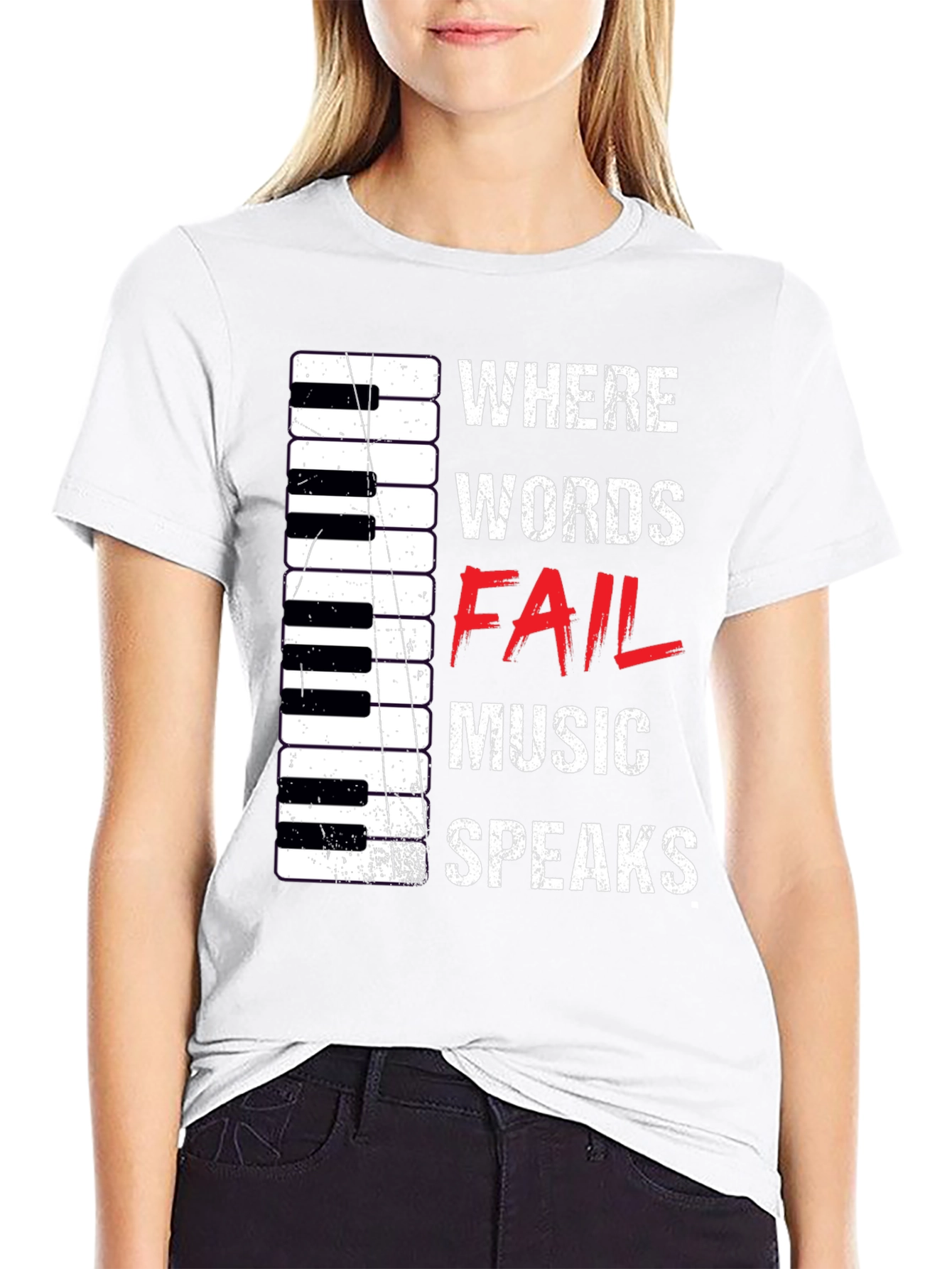 Music Speaks T-Shirt - Piano Keys & Inspirational Design