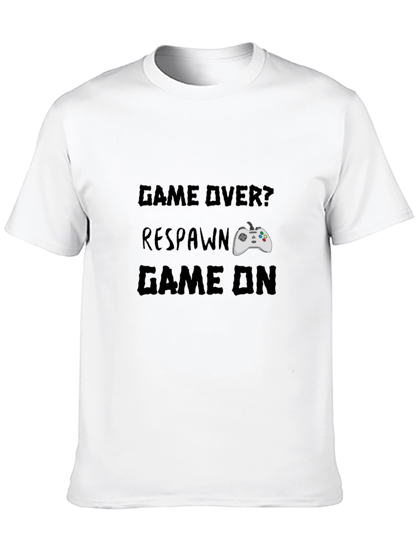 Game Over? Respawn. Game On Black Graphic T-Shirt