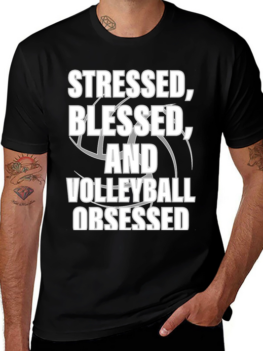Stressed Blessed Volleyball Obsessed T-Shirt