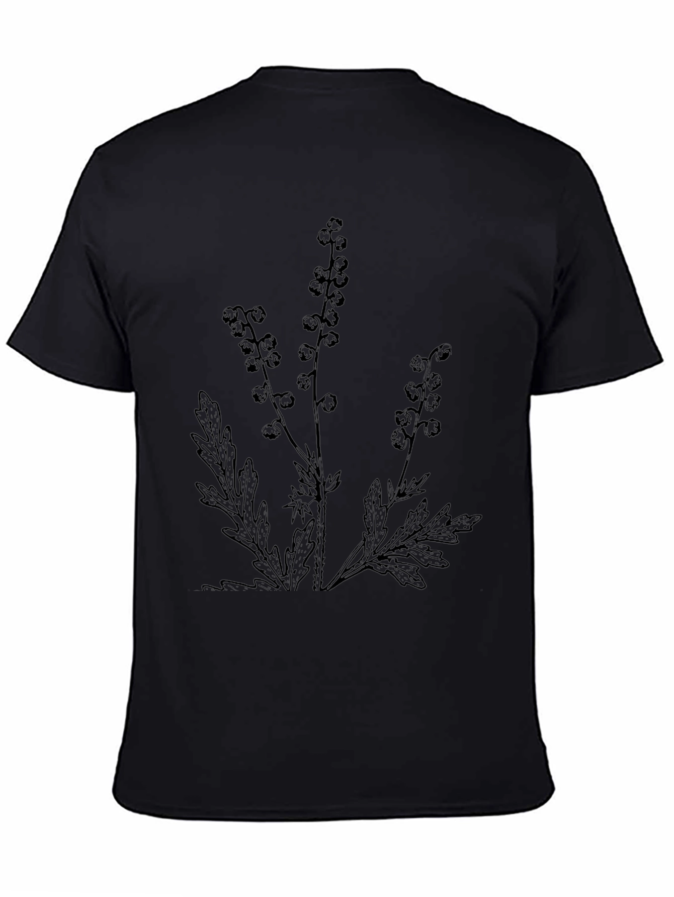 Botanical Print Black T-Shirt