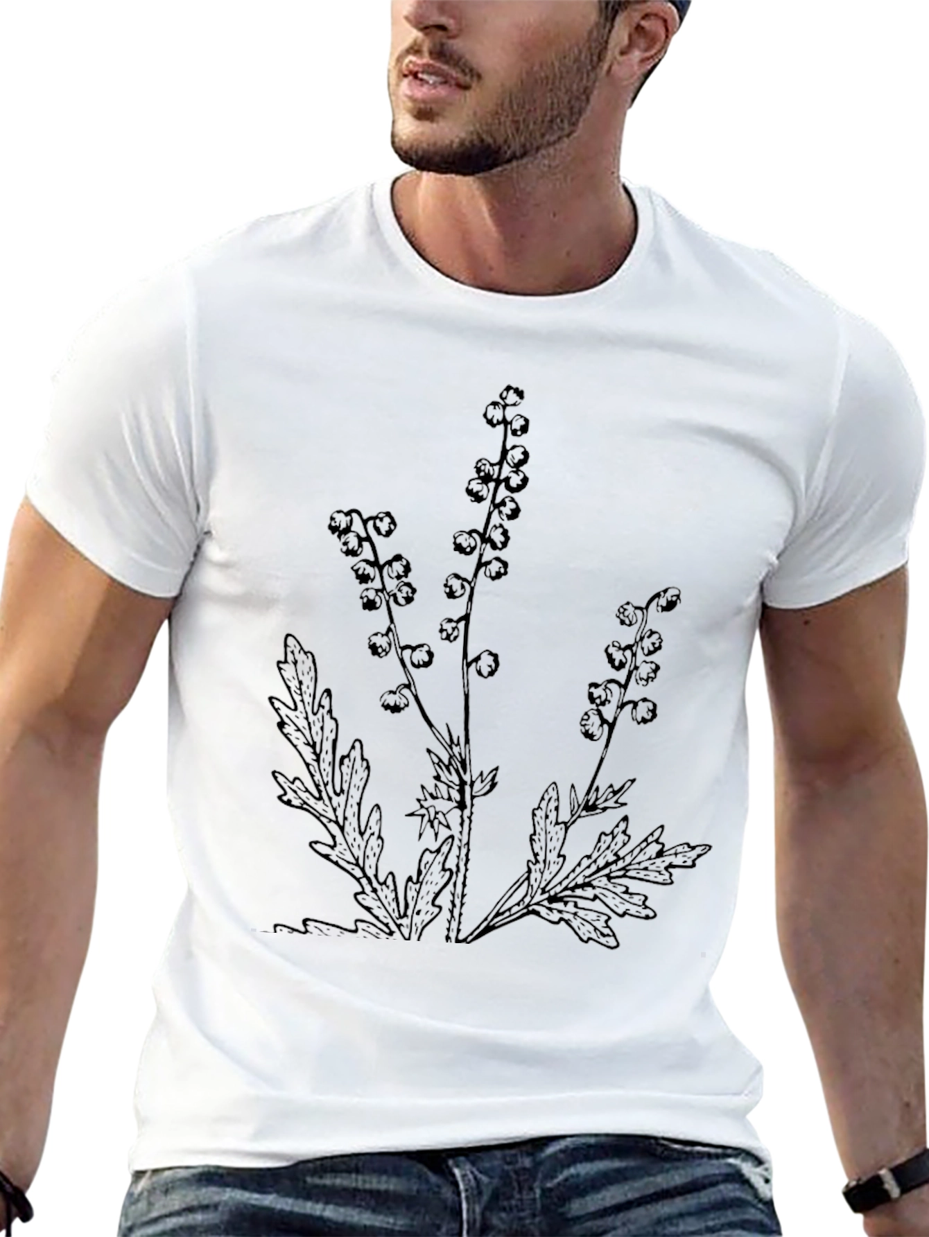 Botanical Print Black T-Shirt