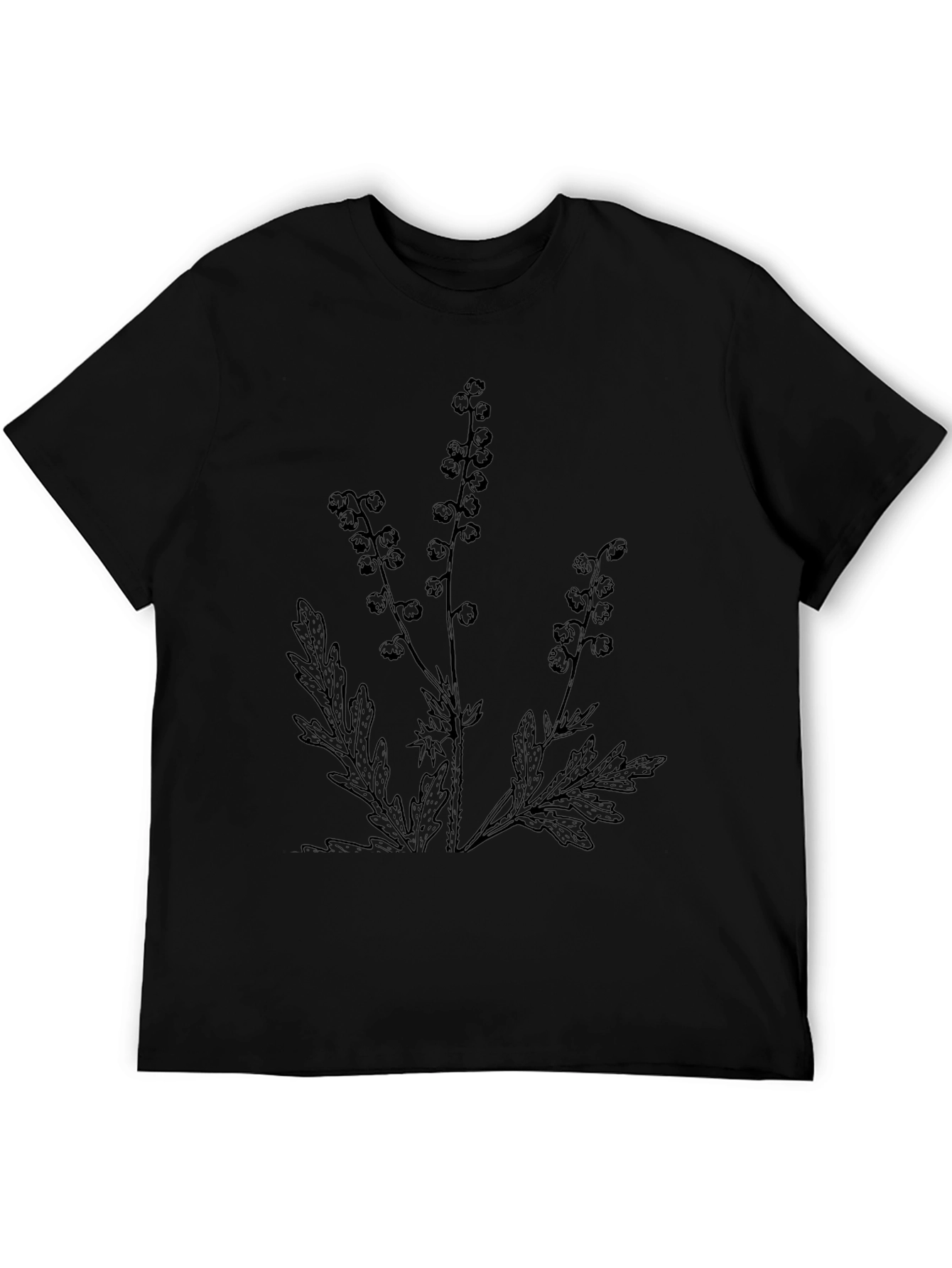 Botanical Print Black T-Shirt