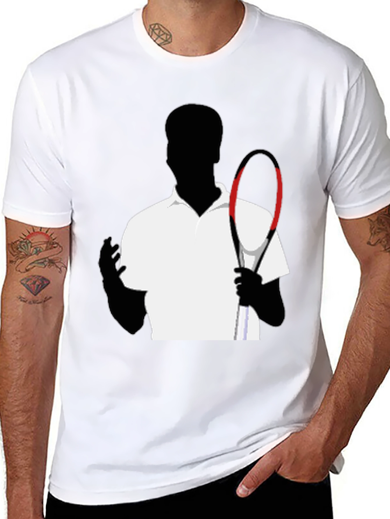 Tennis Player Graphic Tee - Stylish Silhouette Design