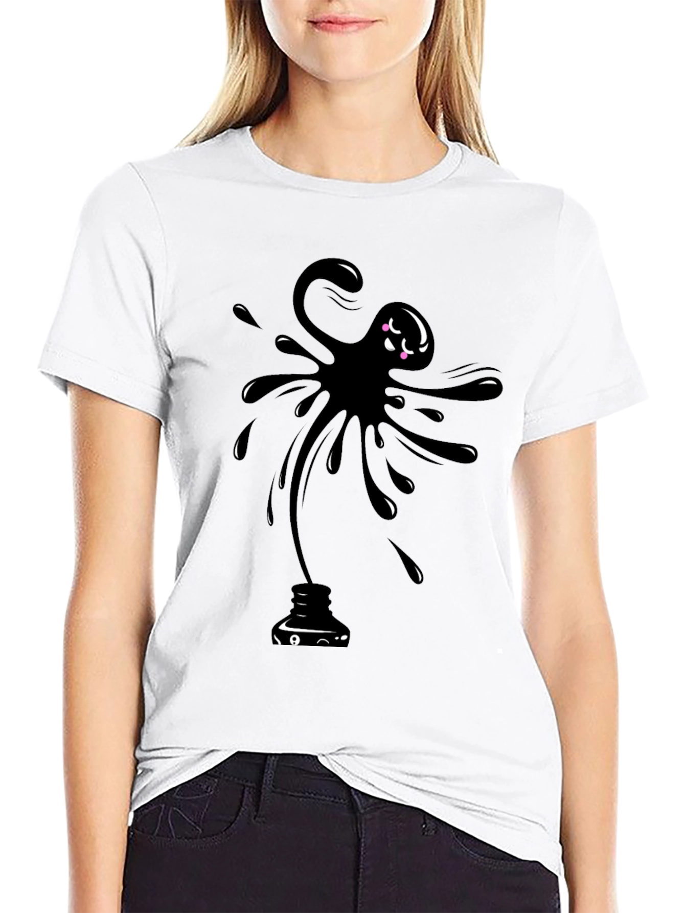 Ink Spill Graphic Tee - Black Cotton Comfort