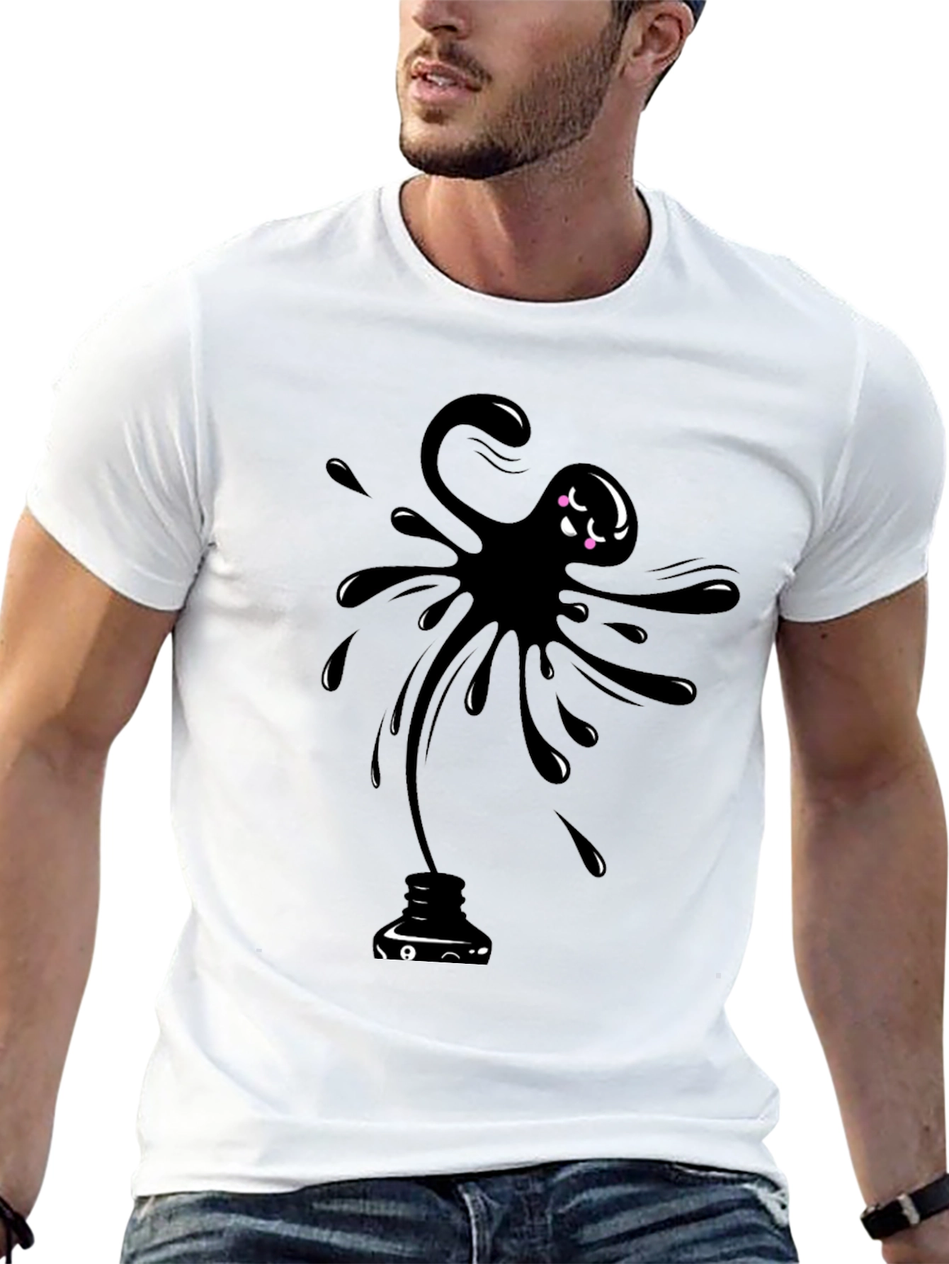 Ink Spill Graphic Tee - Black Cotton Comfort