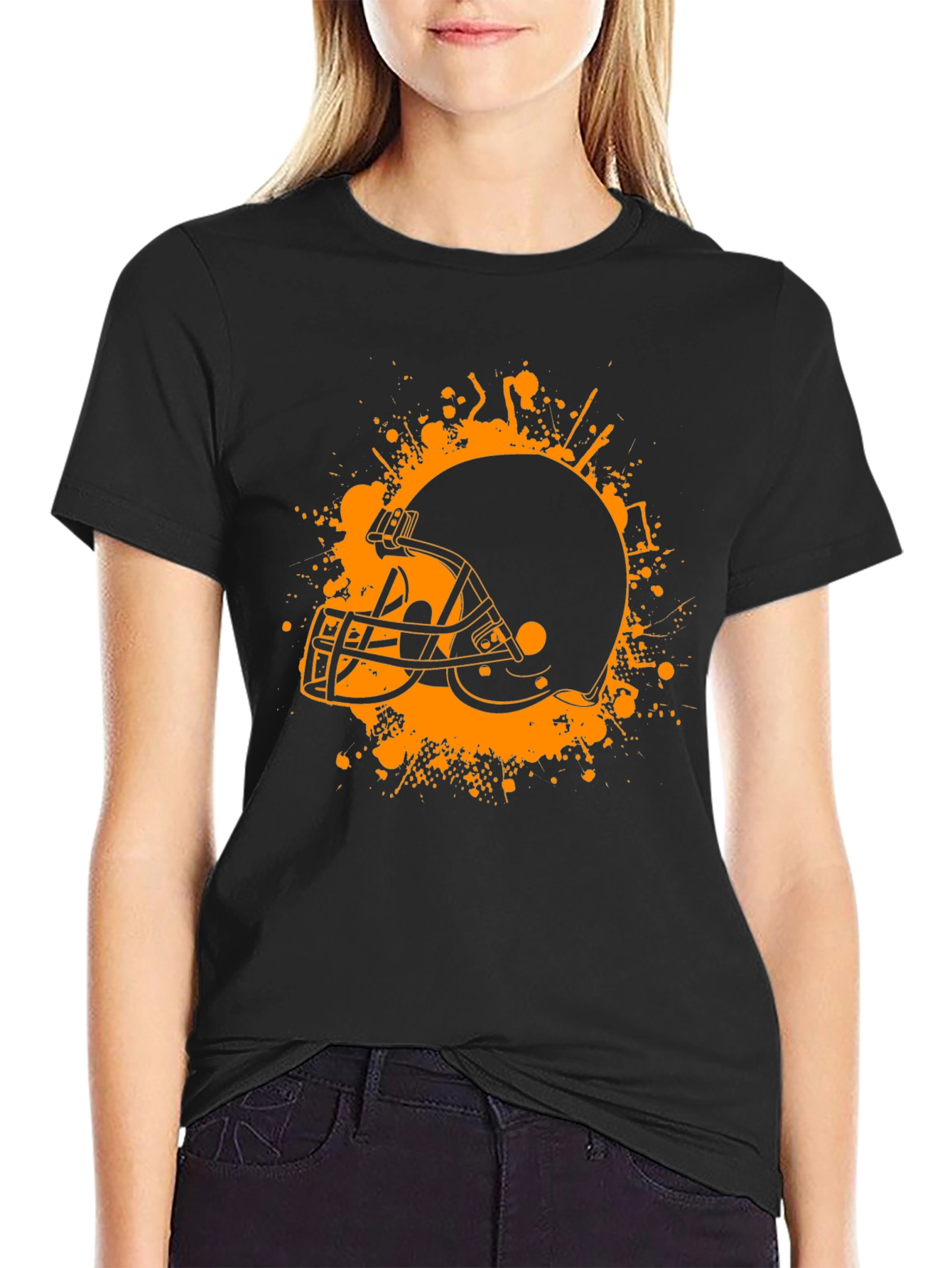 Football Helmet Graphic Tee - Black
