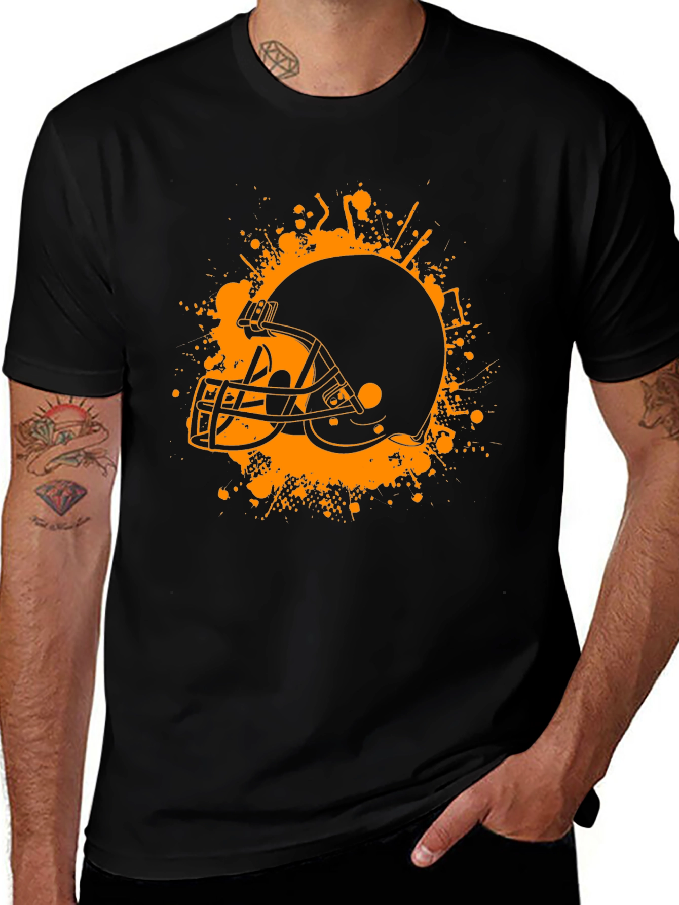 Football Helmet Graphic Tee - Black