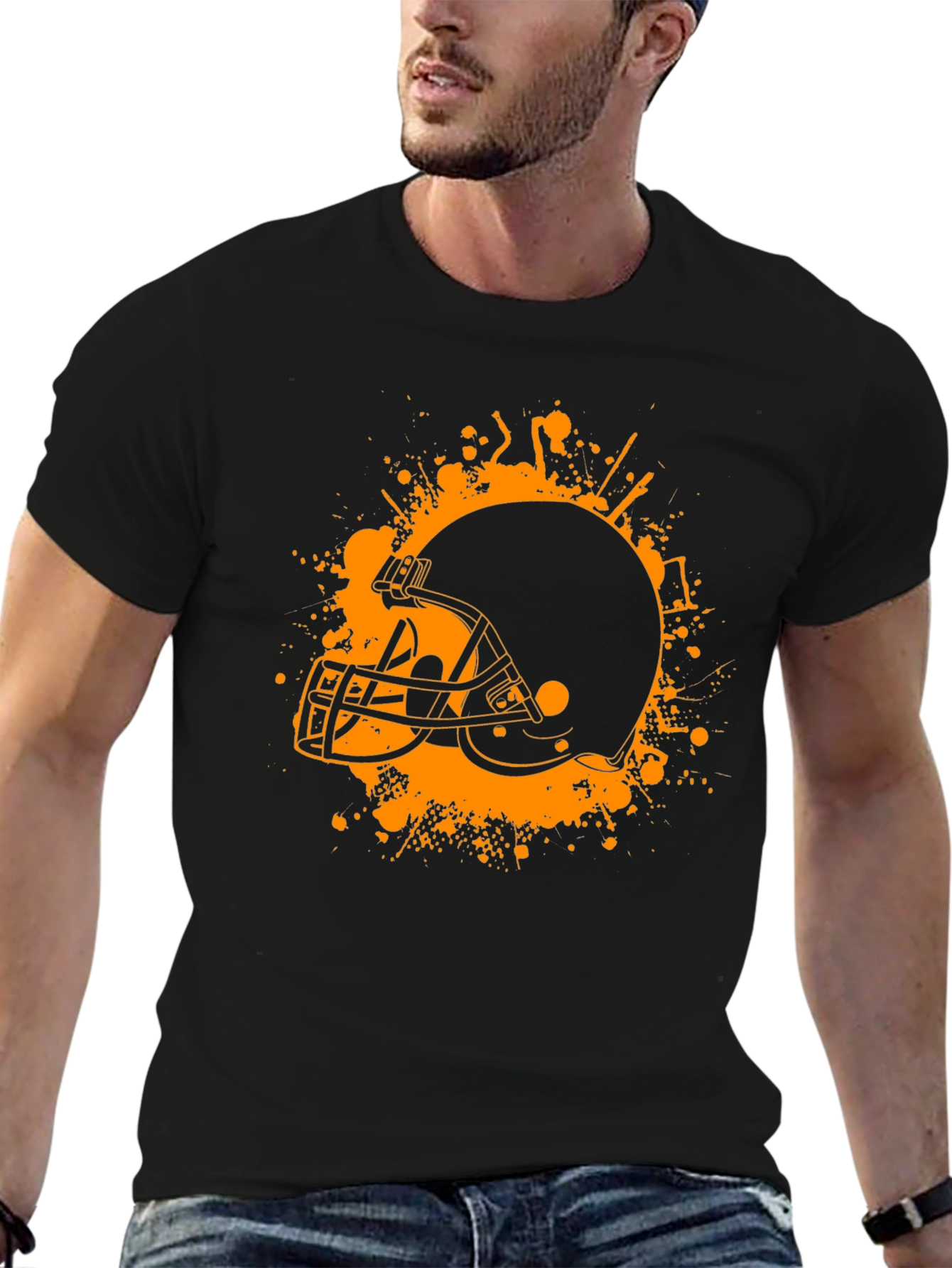 Football Helmet Graphic Tee - Black