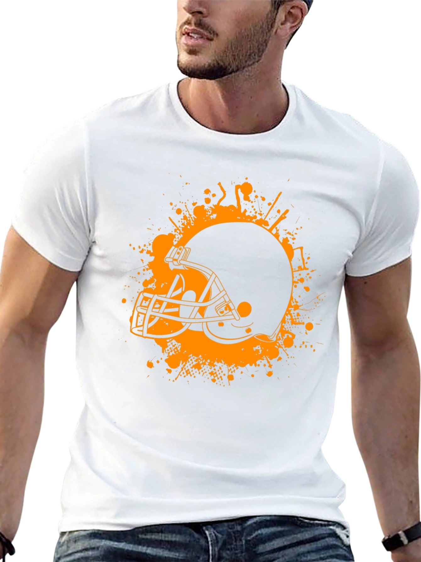 Football Helmet Graphic Tee - Black