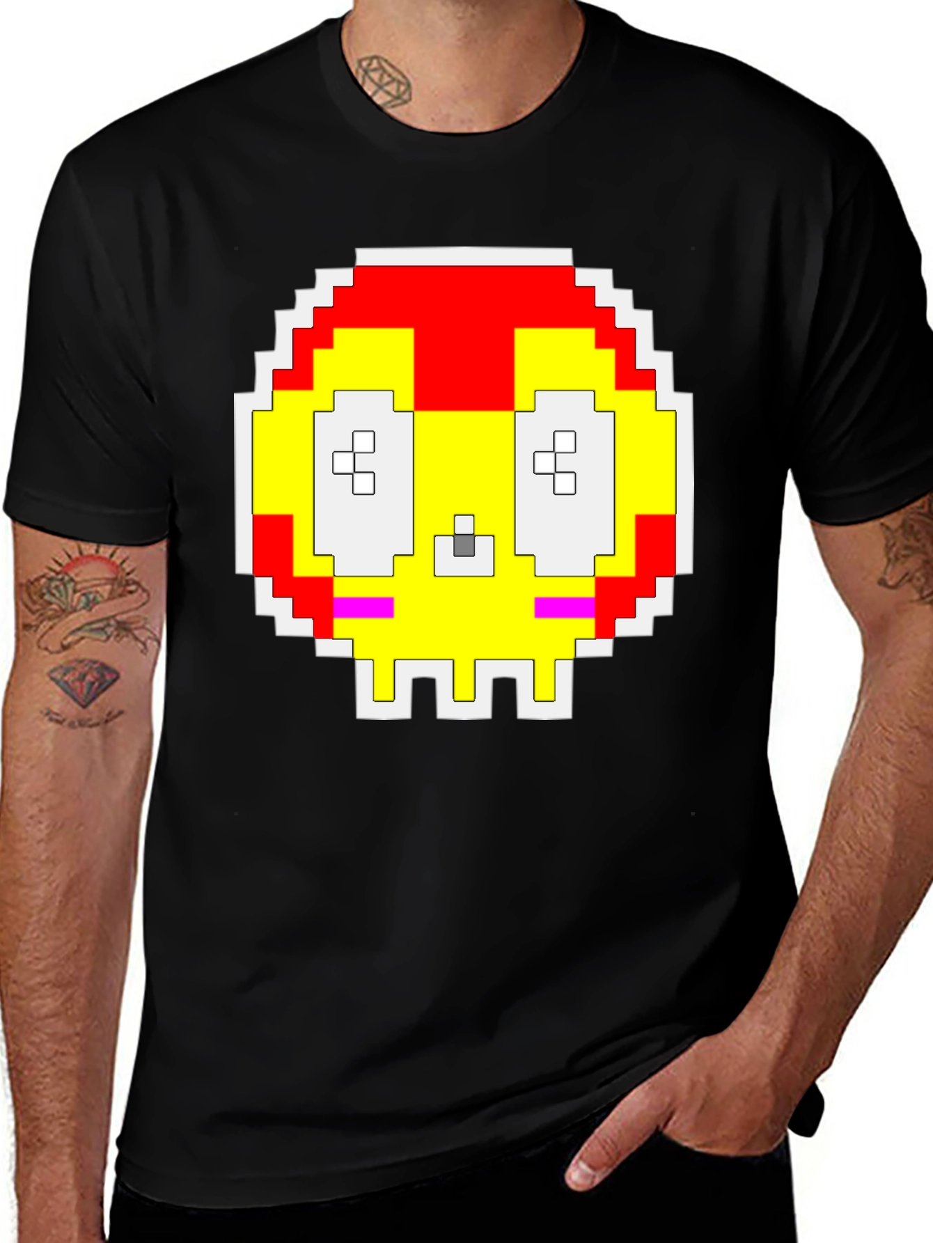 Pixelated Skull T-Shirt - Retro Gaming Style
