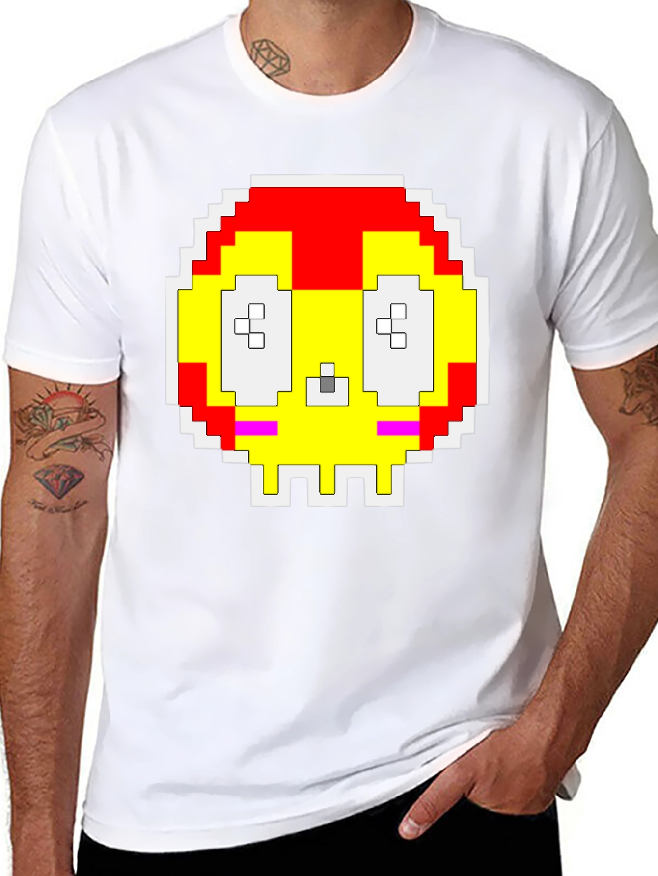 Pixelated Skull T-Shirt - Retro Gaming Style
