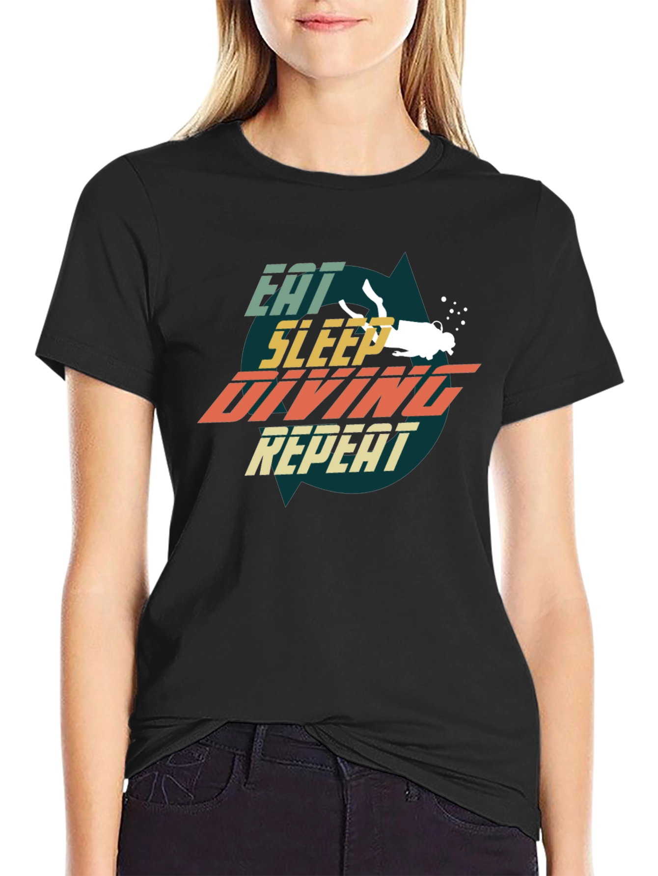 Eat Sleep Diving Repeat Black T-Shirt