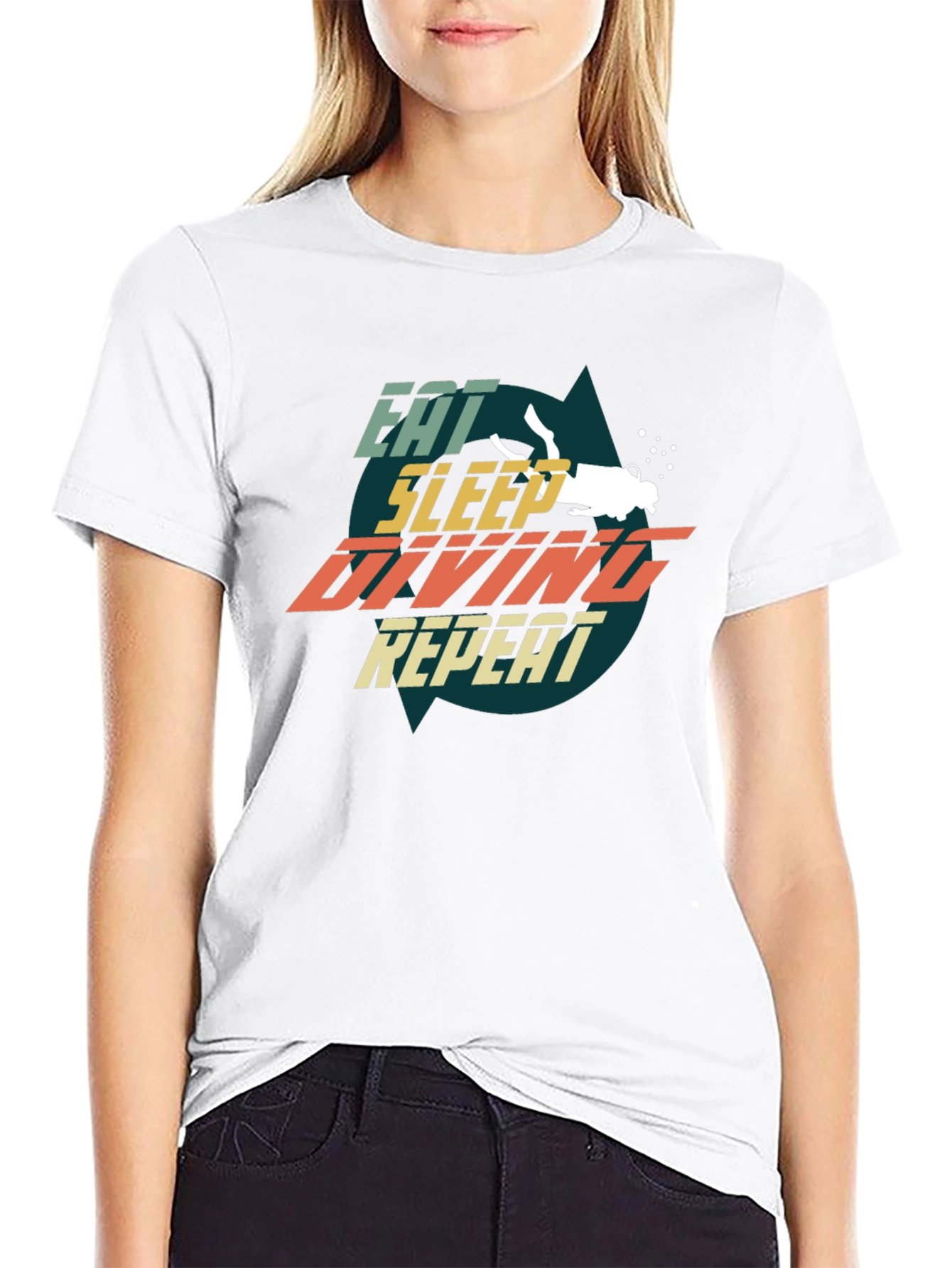 Eat Sleep Diving Repeat Black T-Shirt
