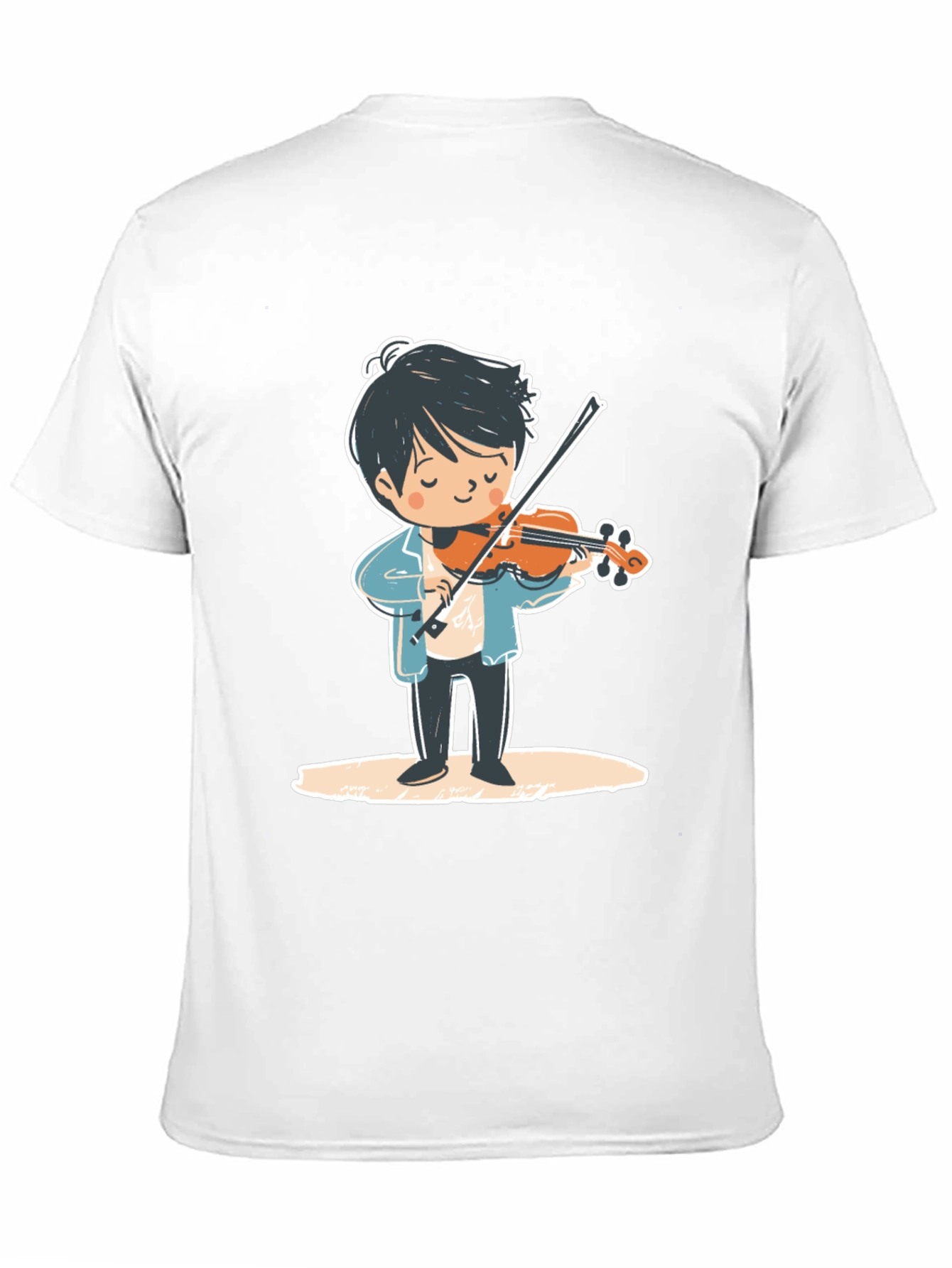 Violinist Cartoon Graphic Tee - Unisex Black T-Shirt
