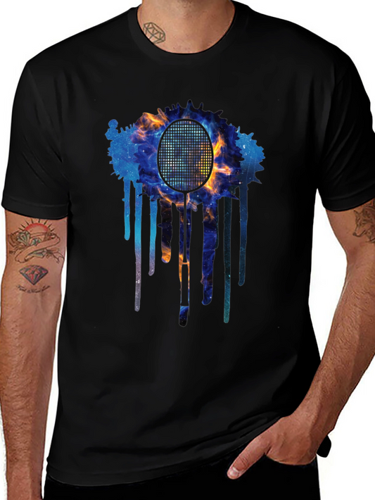 Cosmic Badminton Racket Graphic Tee