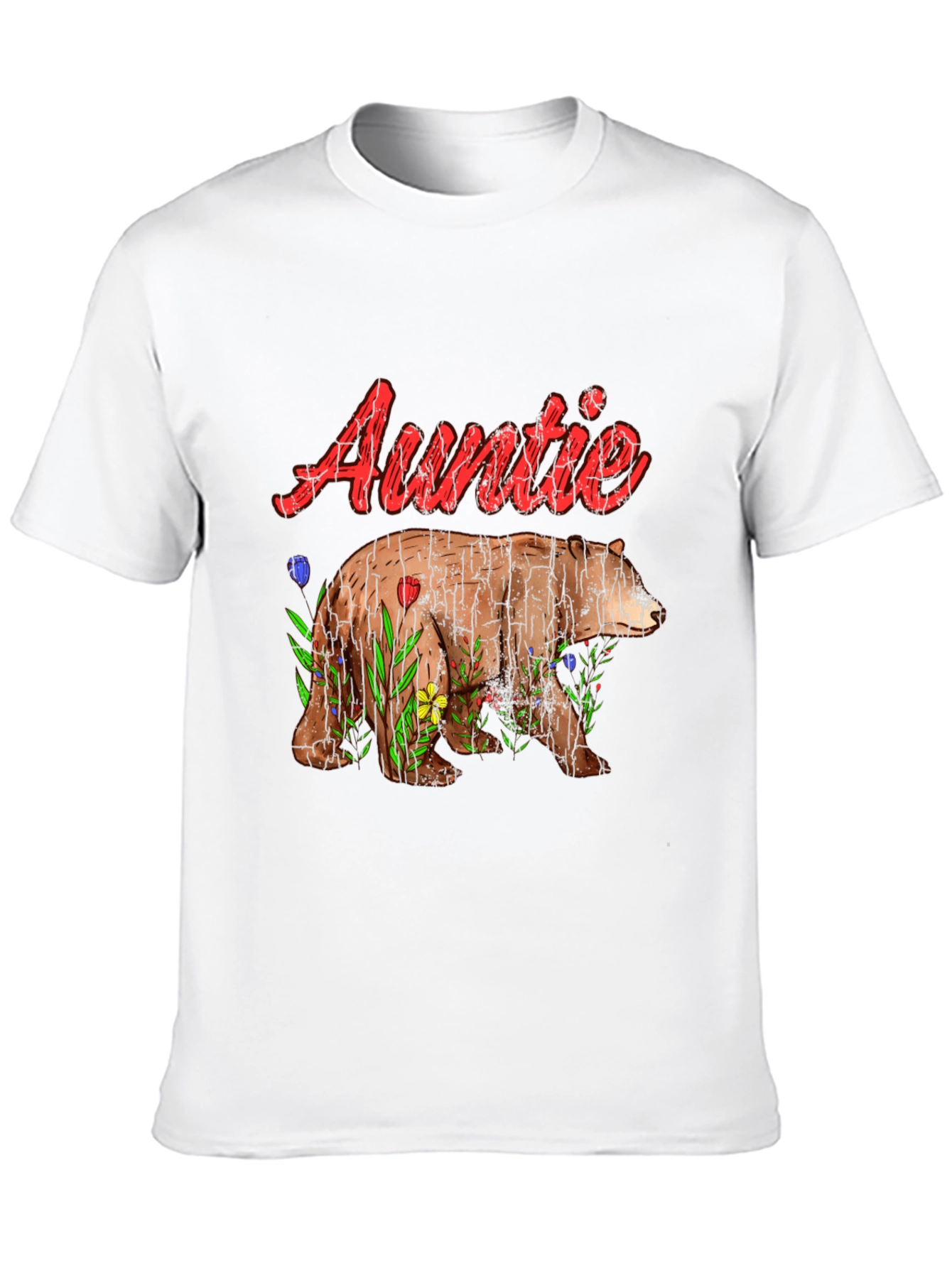 Auntie Bear T-Shirt - Floral Design