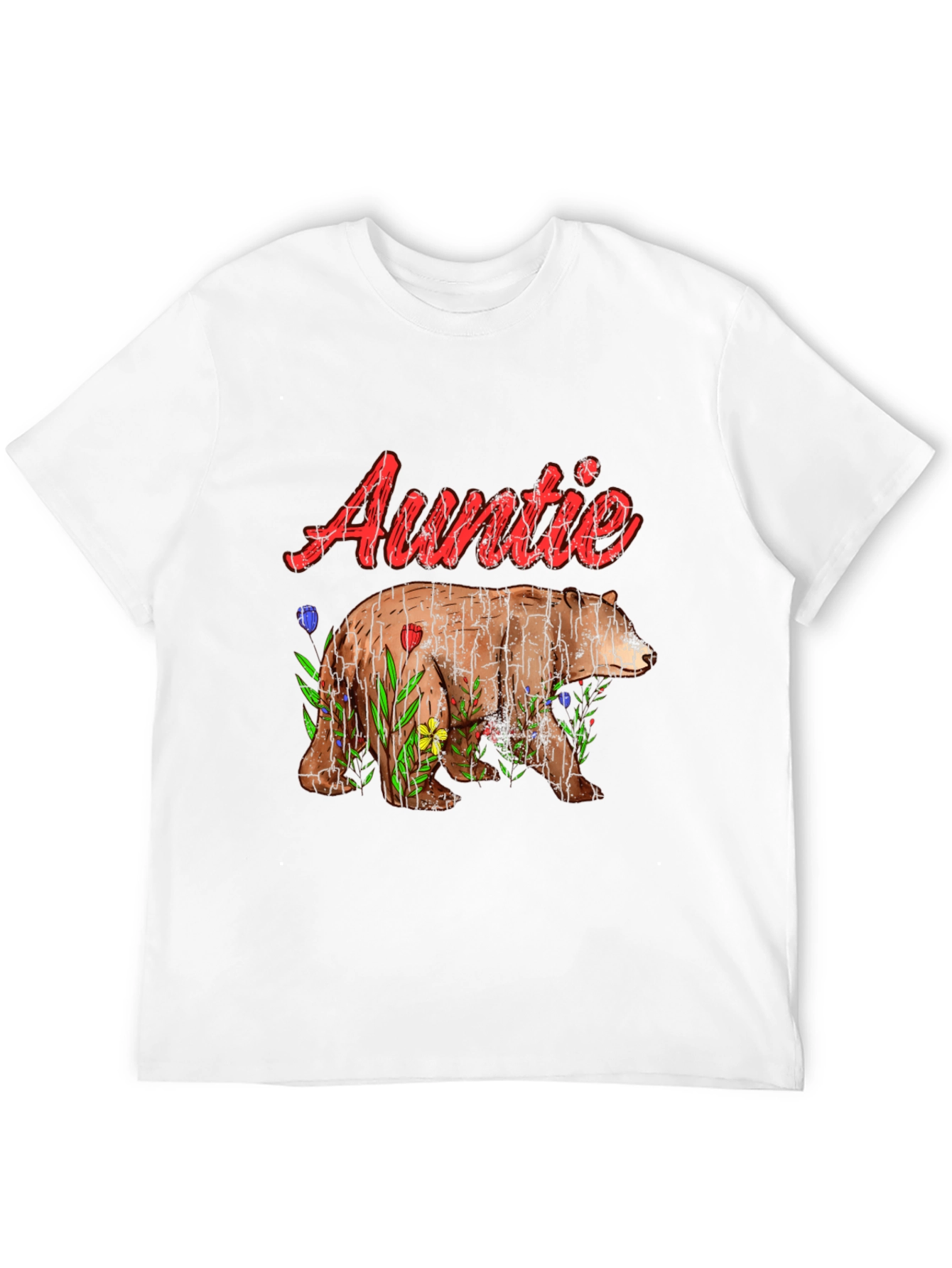 Auntie Bear T-Shirt - Floral Design