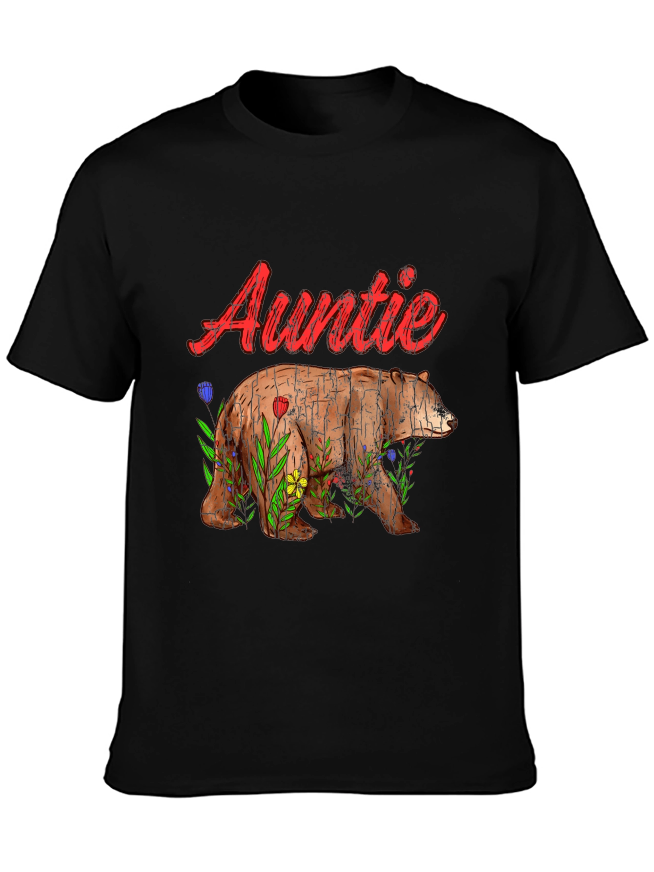 Auntie Bear T-Shirt - Floral Design