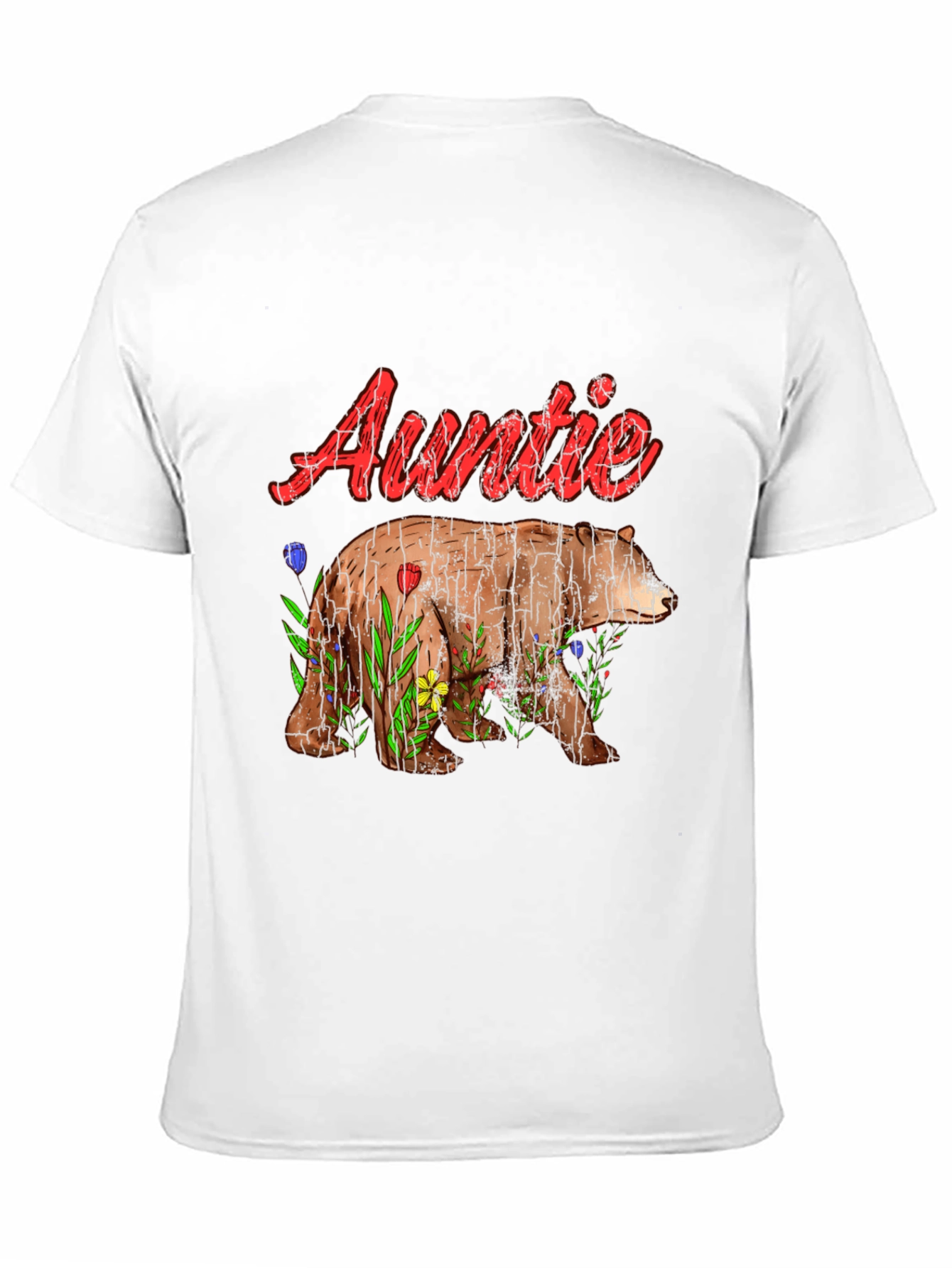 Auntie Bear T-Shirt - Floral Design
