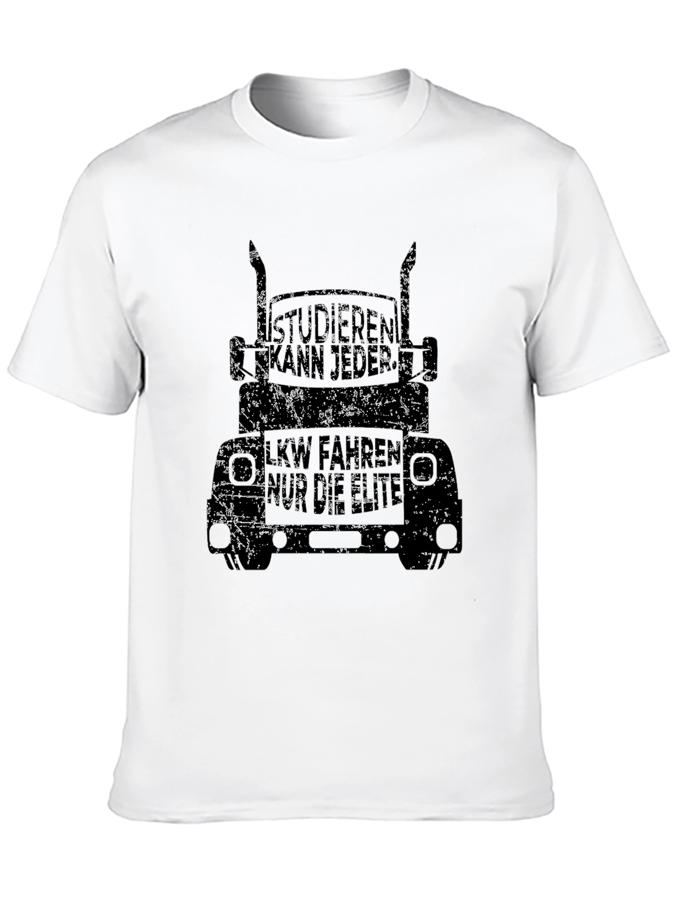 Trucker T-Shirt - Distressed Black Graphic Tee