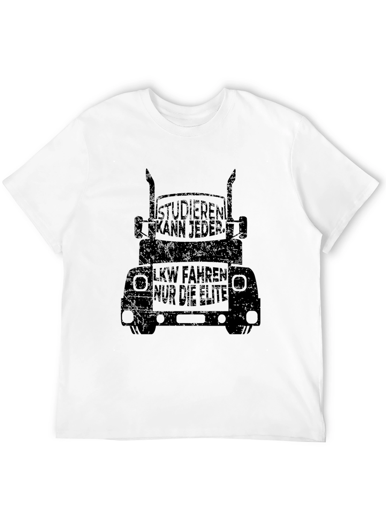 Trucker T-Shirt - Distressed Black Graphic Tee