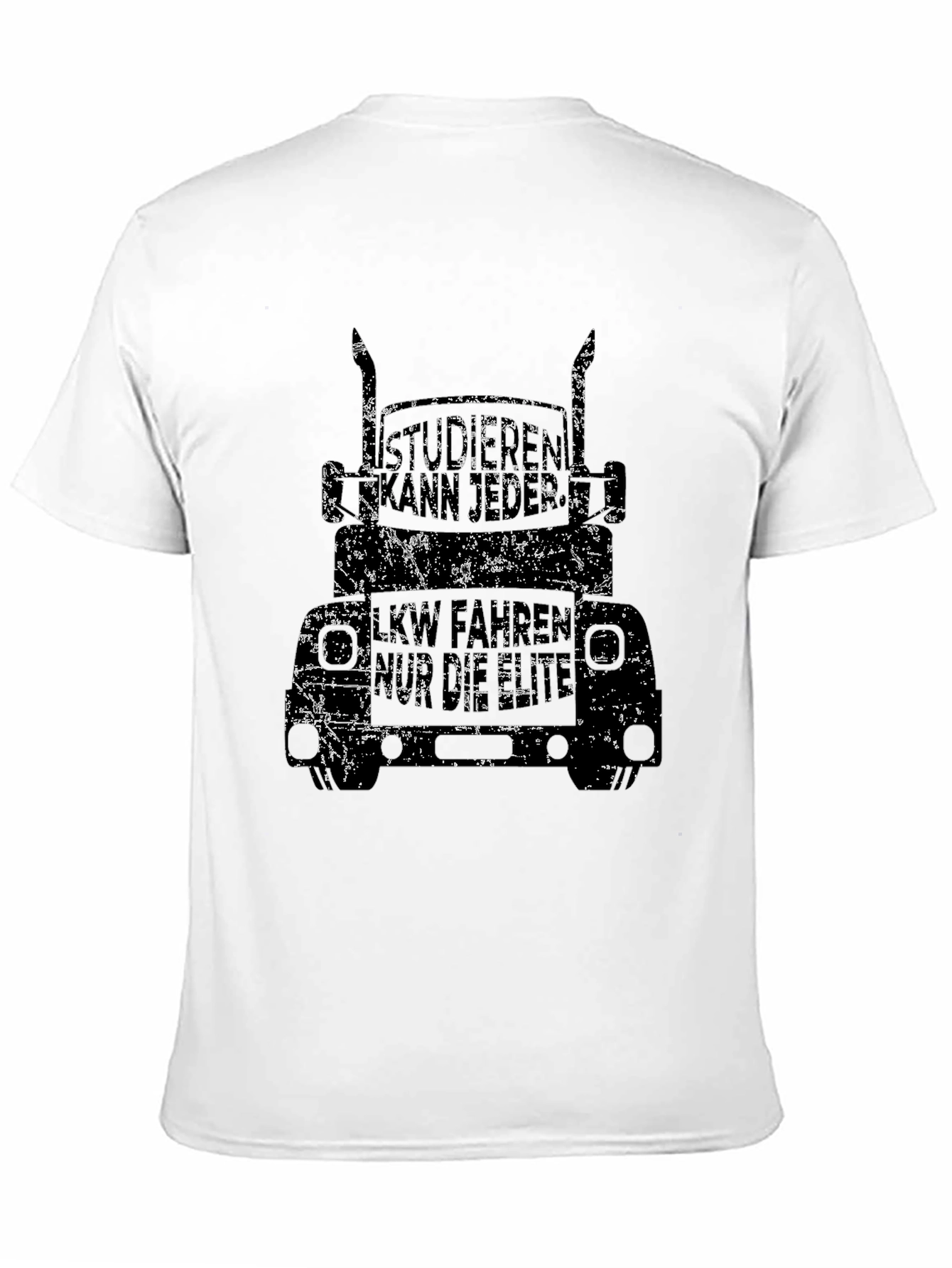 Trucker T-Shirt - Distressed Black Graphic Tee