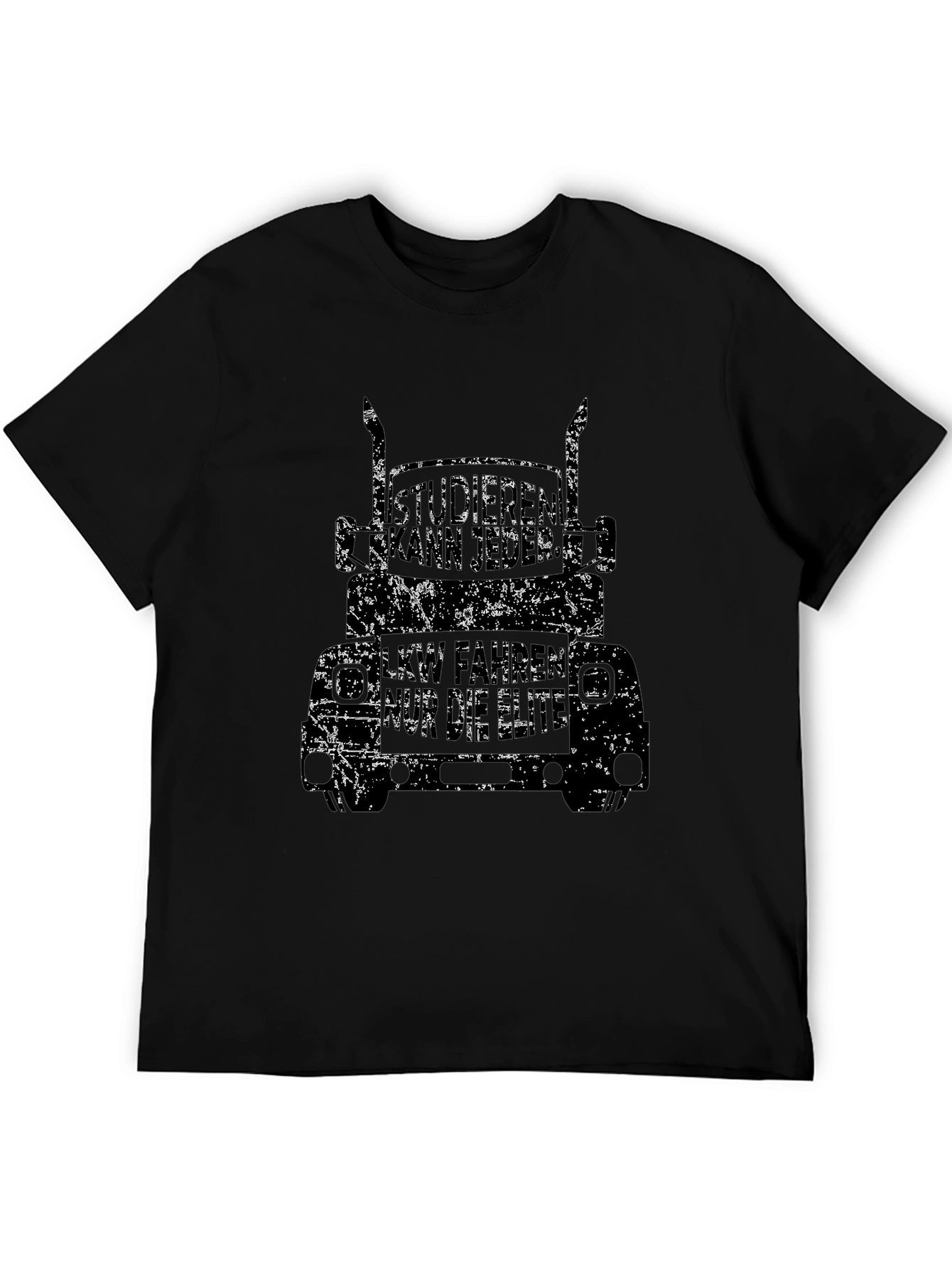 Trucker T-Shirt - Distressed Black Graphic Tee