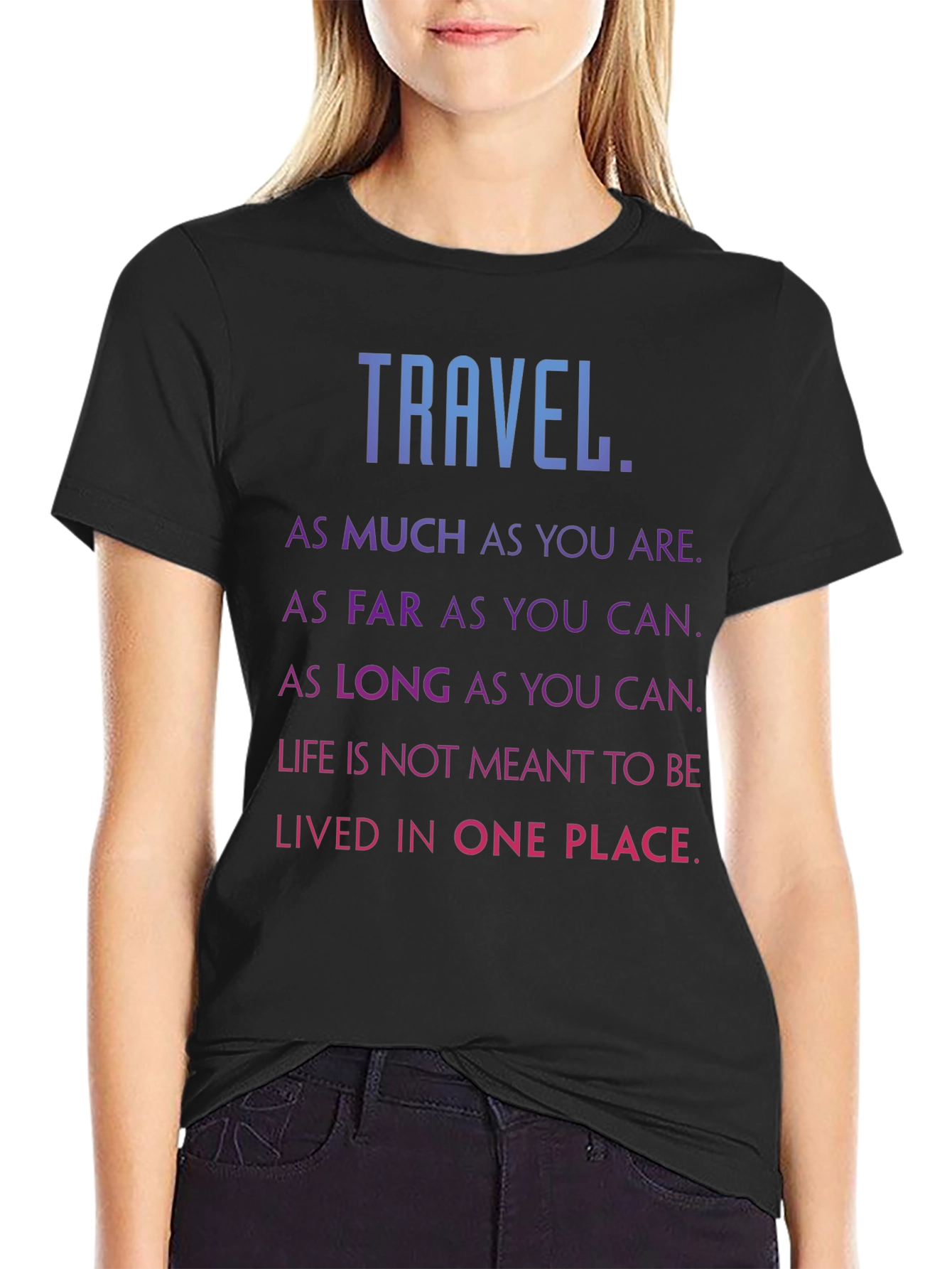 Travel Inspired Black Graphic Tee Shirt