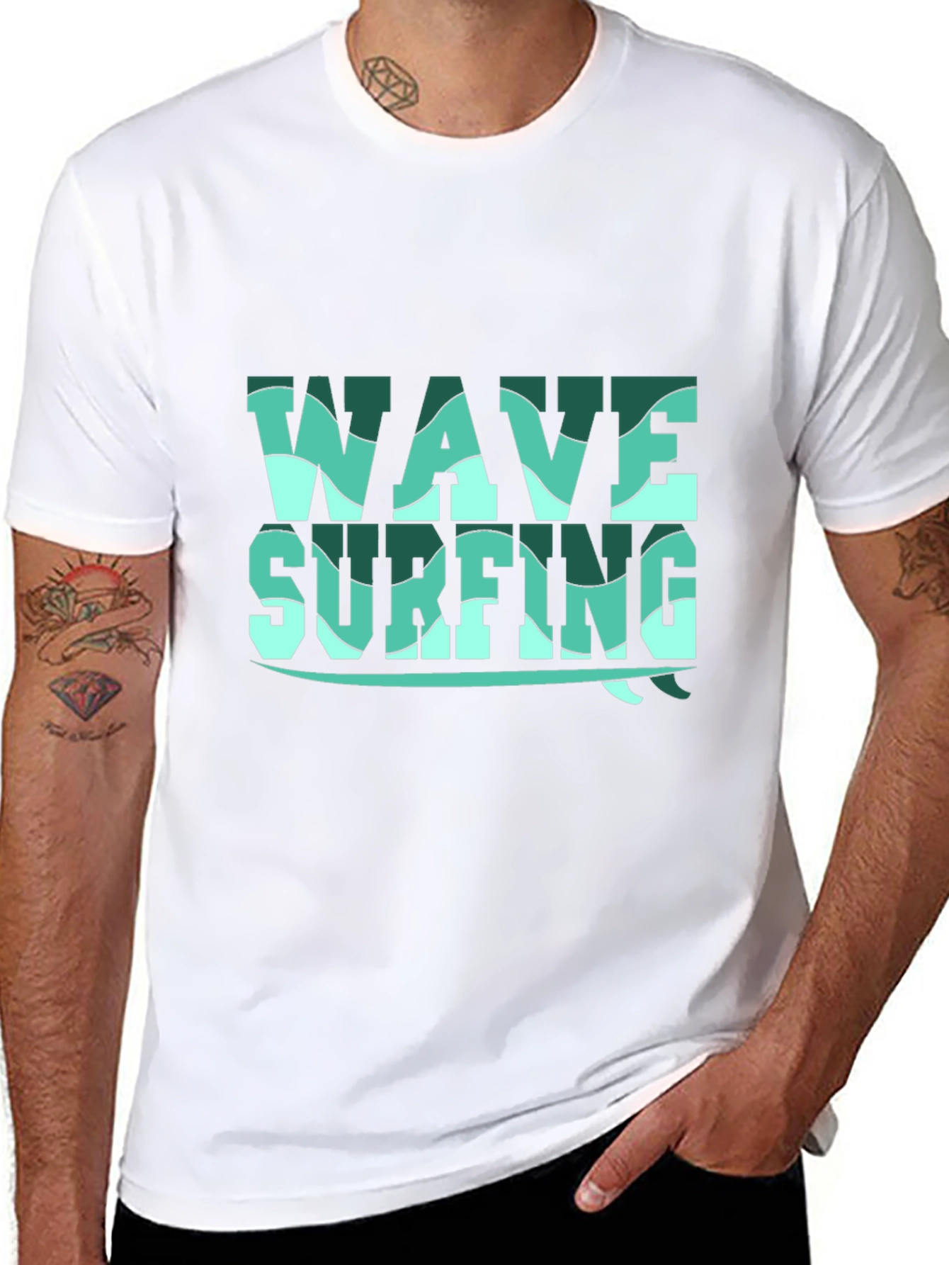 Wave Surfing Graphic Tee - Black