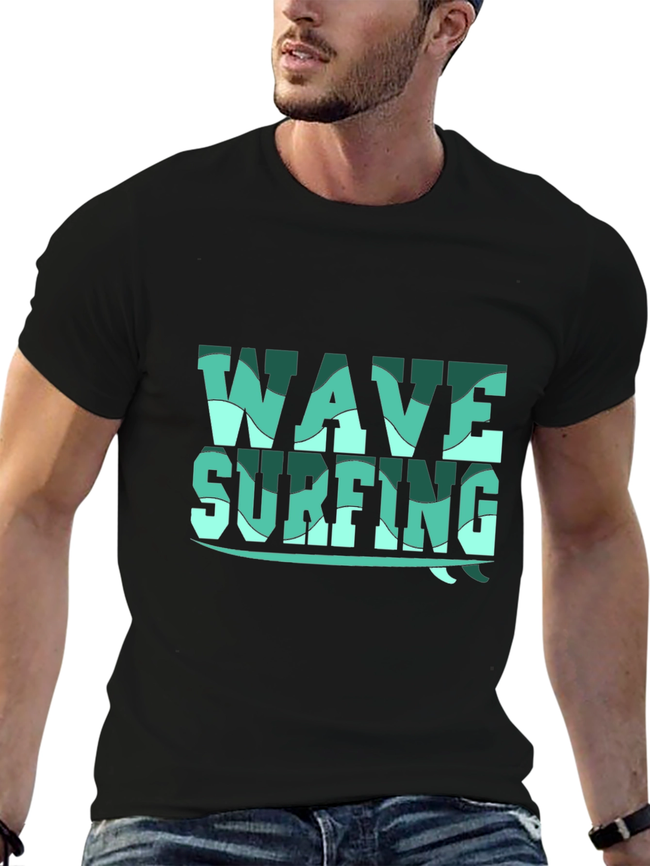 Wave Surfing Graphic Tee - Black