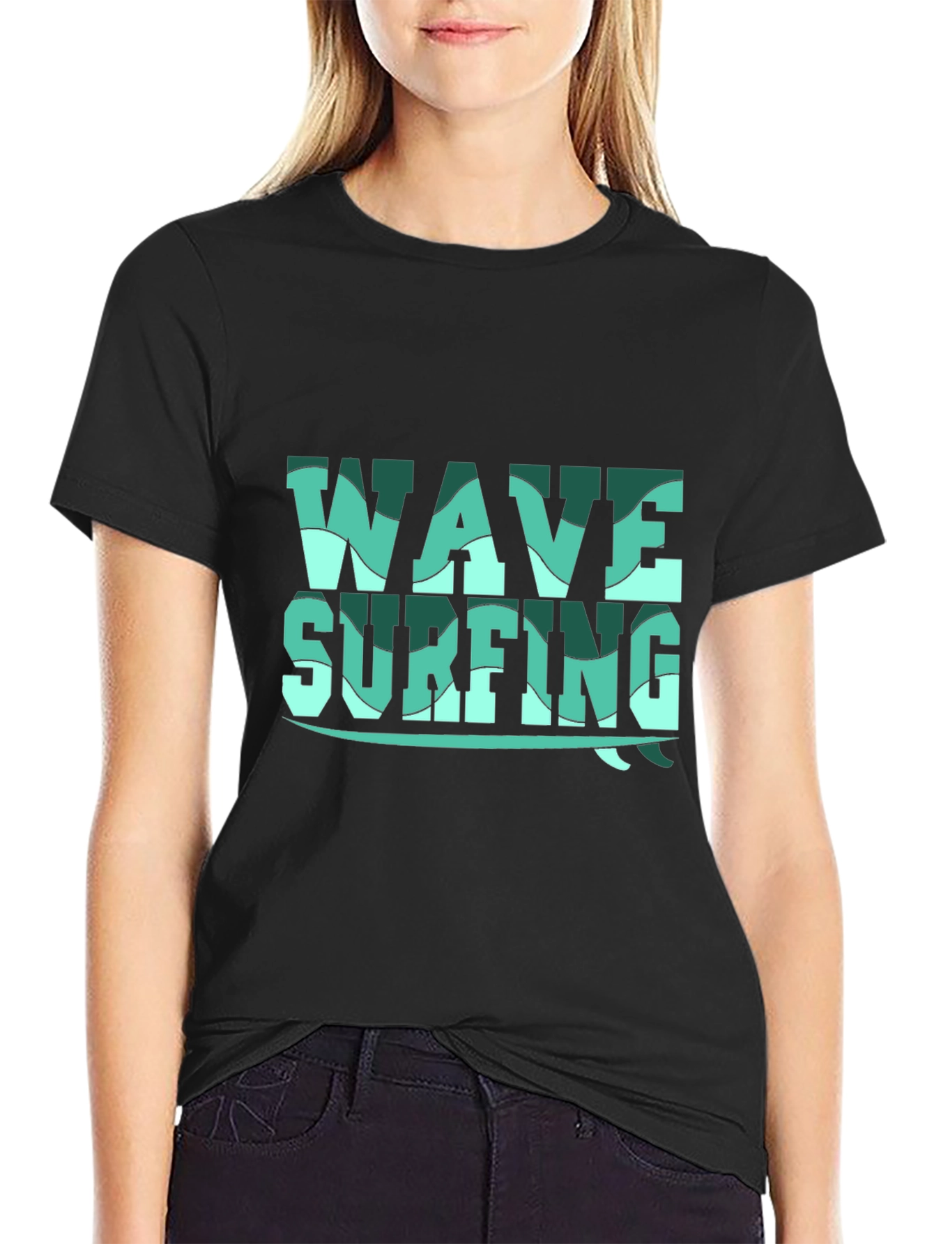 Wave Surfing Graphic Tee - Black