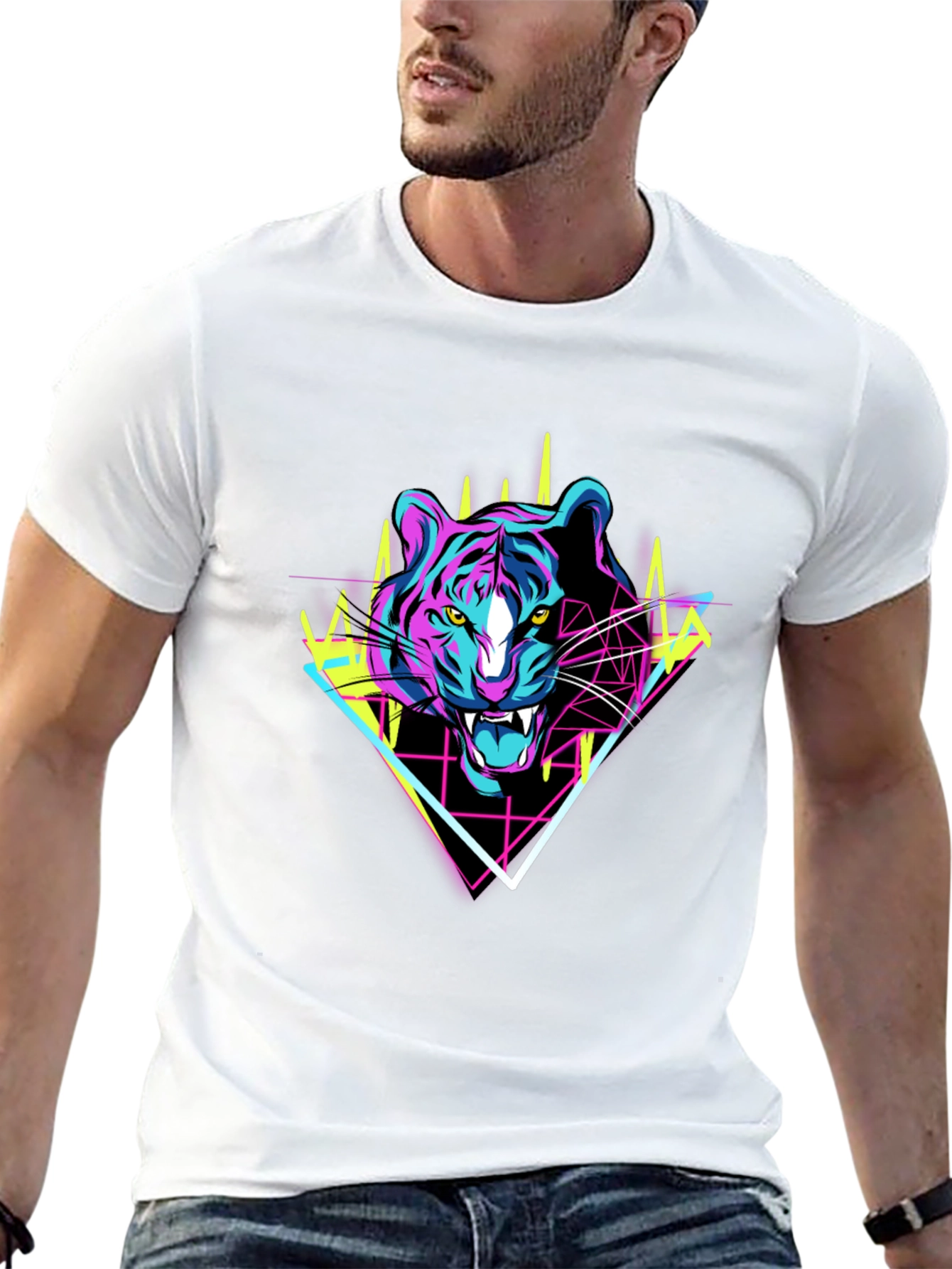 Retro Tiger Graphic Tee - Black