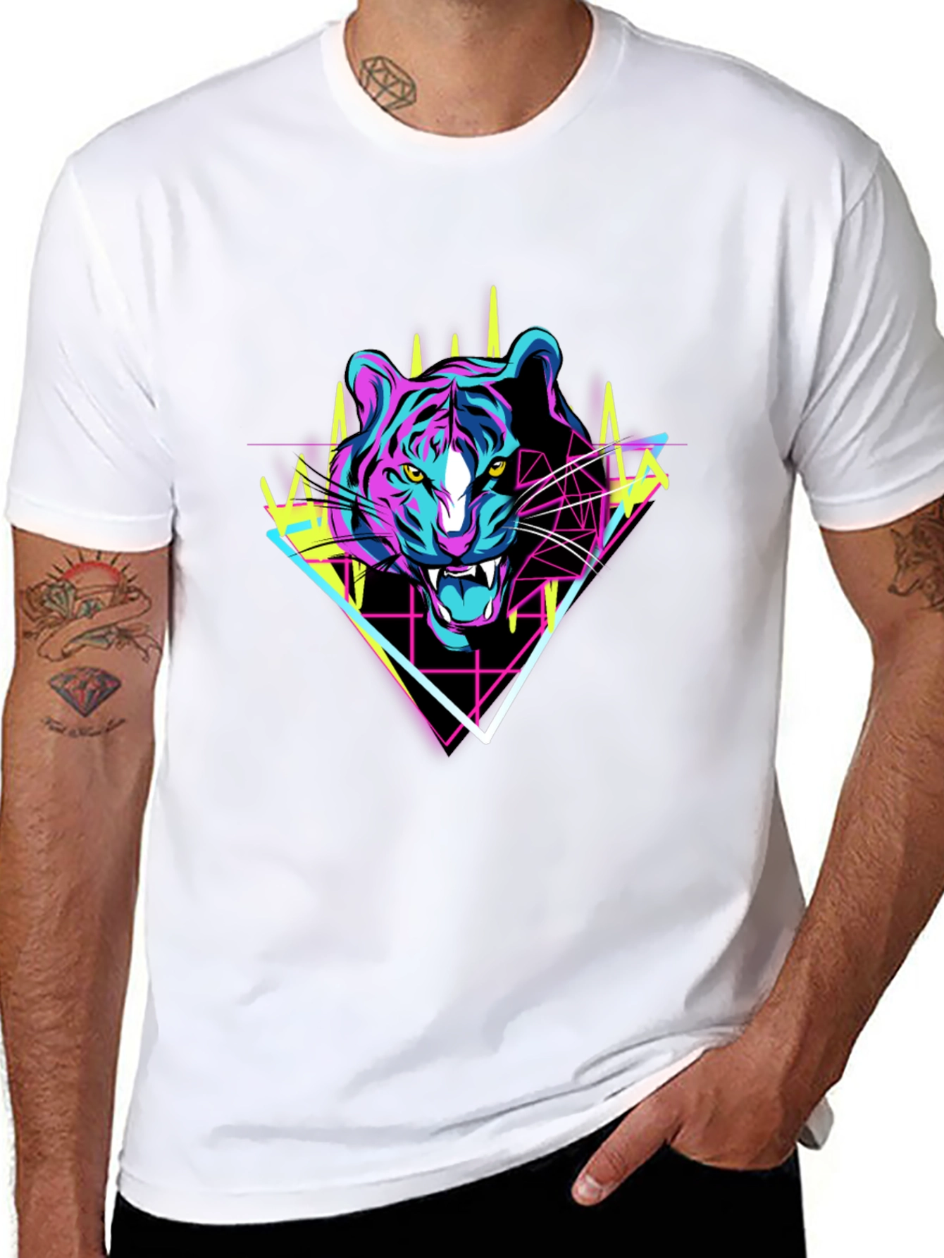 Retro Tiger Graphic Tee - Black