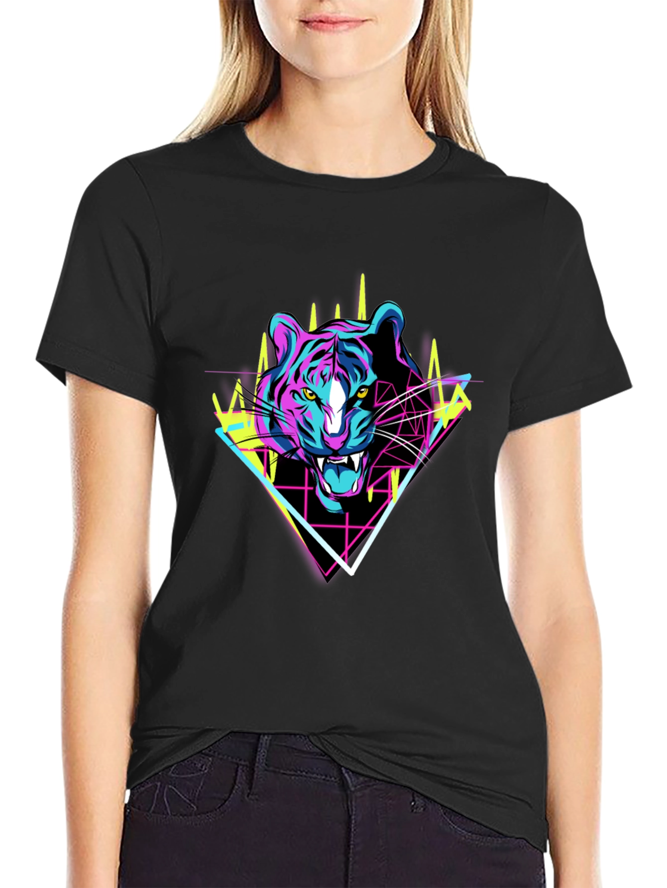 Retro Tiger Graphic Tee - Black