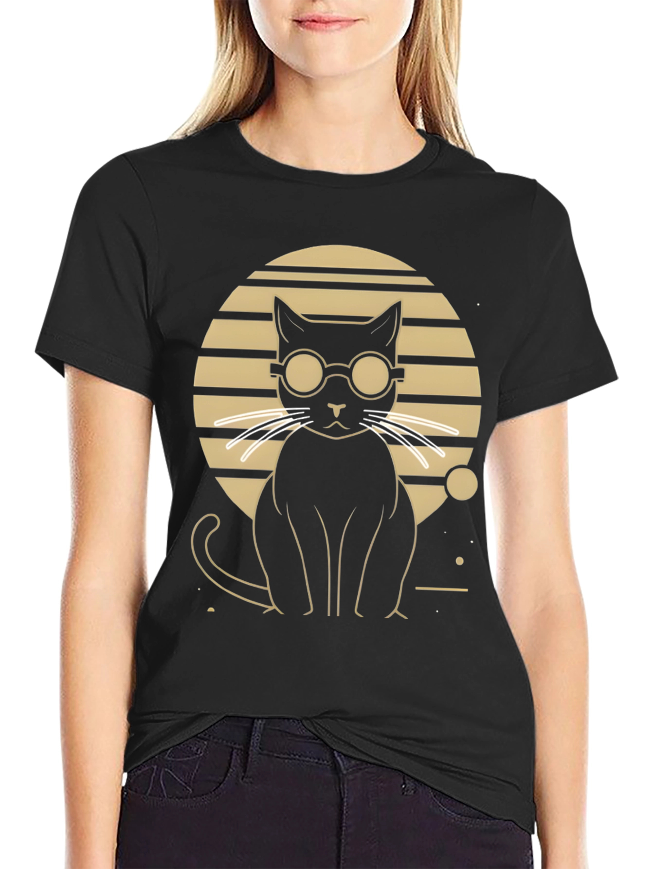 Cool Cat Graphic Tee - Stylish Black T-Shirt