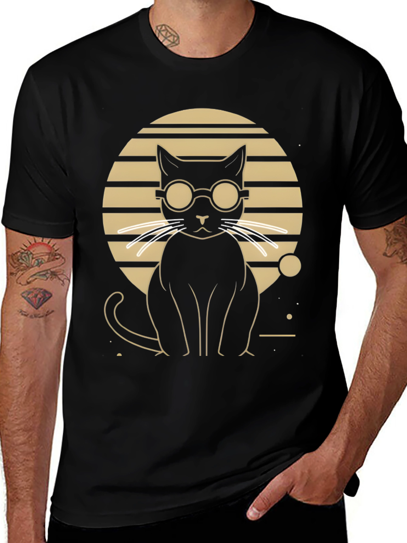 Cool Cat Graphic Tee - Stylish Black T-Shirt