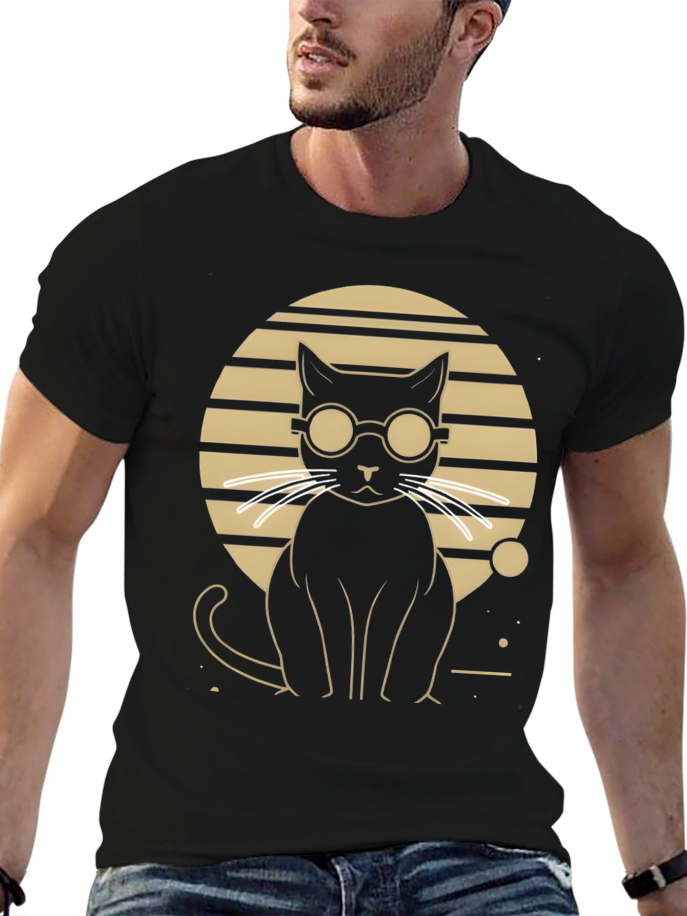 Cool Cat Graphic Tee - Stylish Black T-Shirt