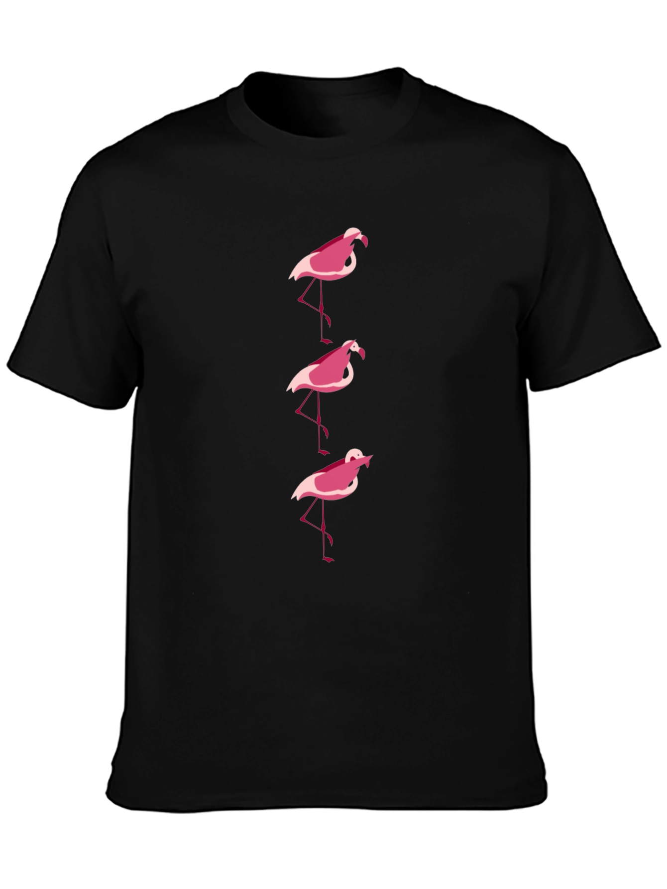 Pink Flamingo Graphic Tee - Black Cotton Casual Shirt